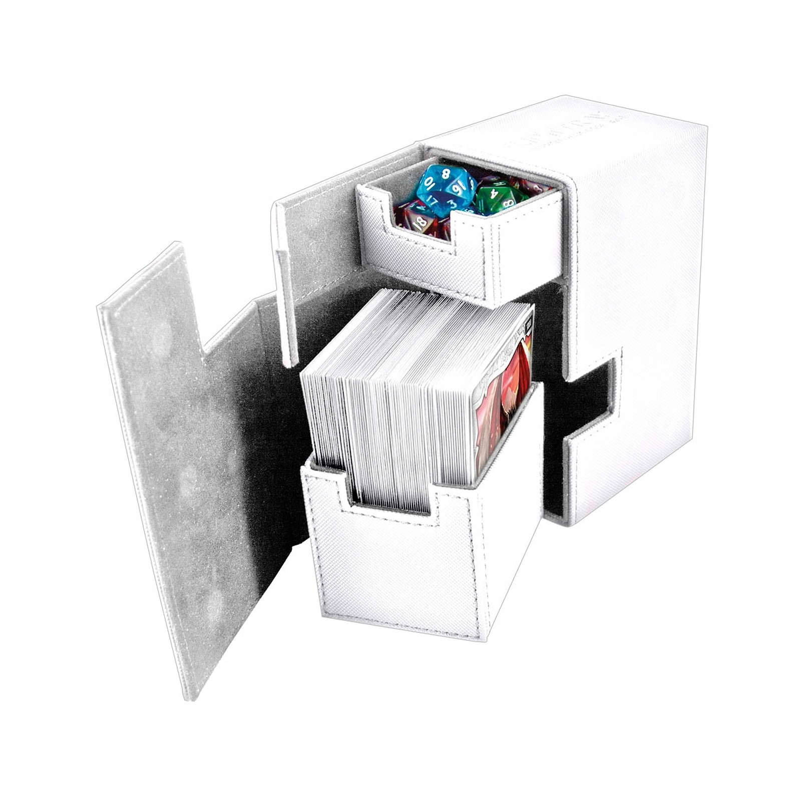 Ultimate Guard - Boite pour cartes Flip'n'Tray Deck Case 80+ taille standard XenoSkin Blanc - Accessoire jeux Ultimate Guard