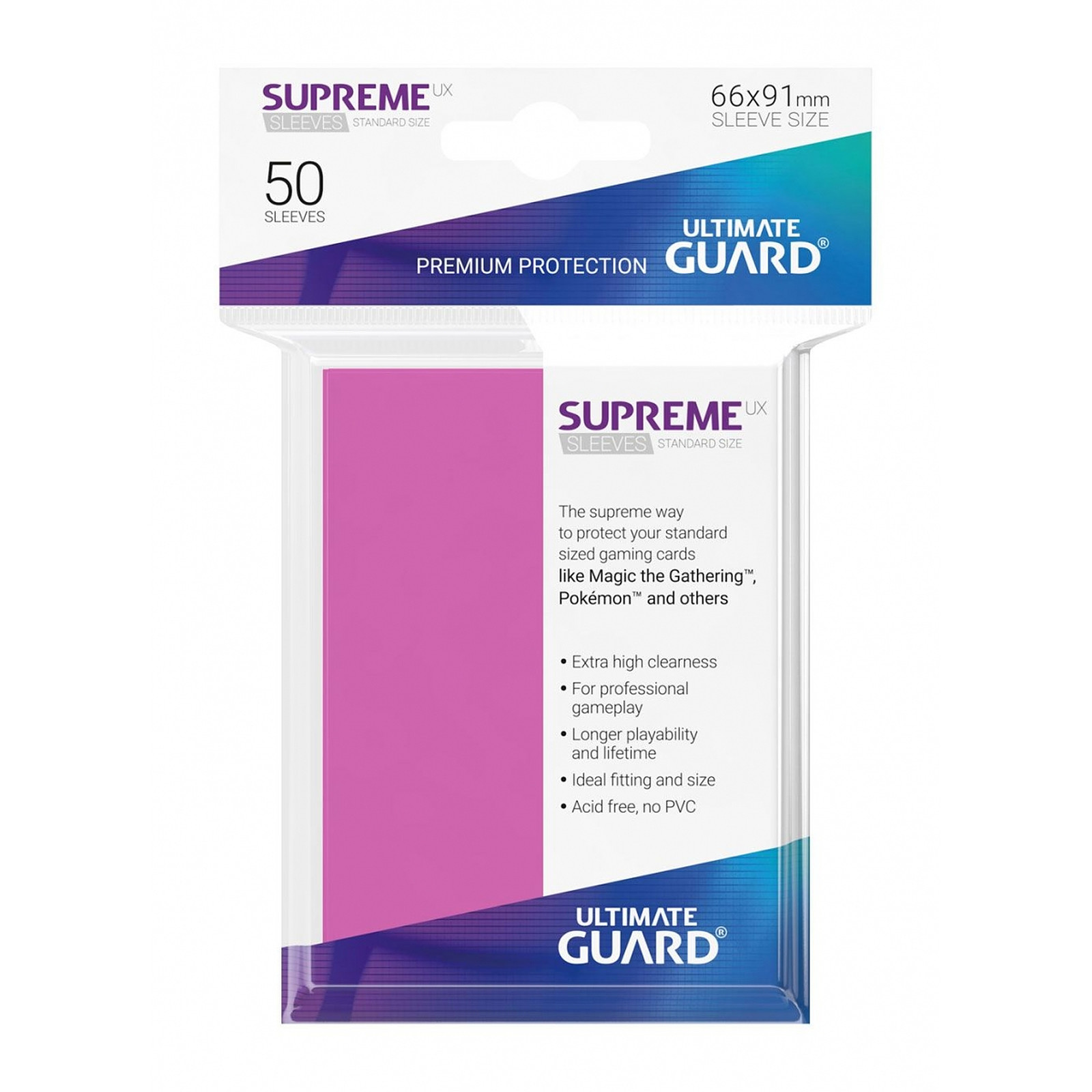 Ultimate Guard - 50 pochettes Supreme UX Sleeves taille standard Rose - Accessoire jeux Ultimate Guard