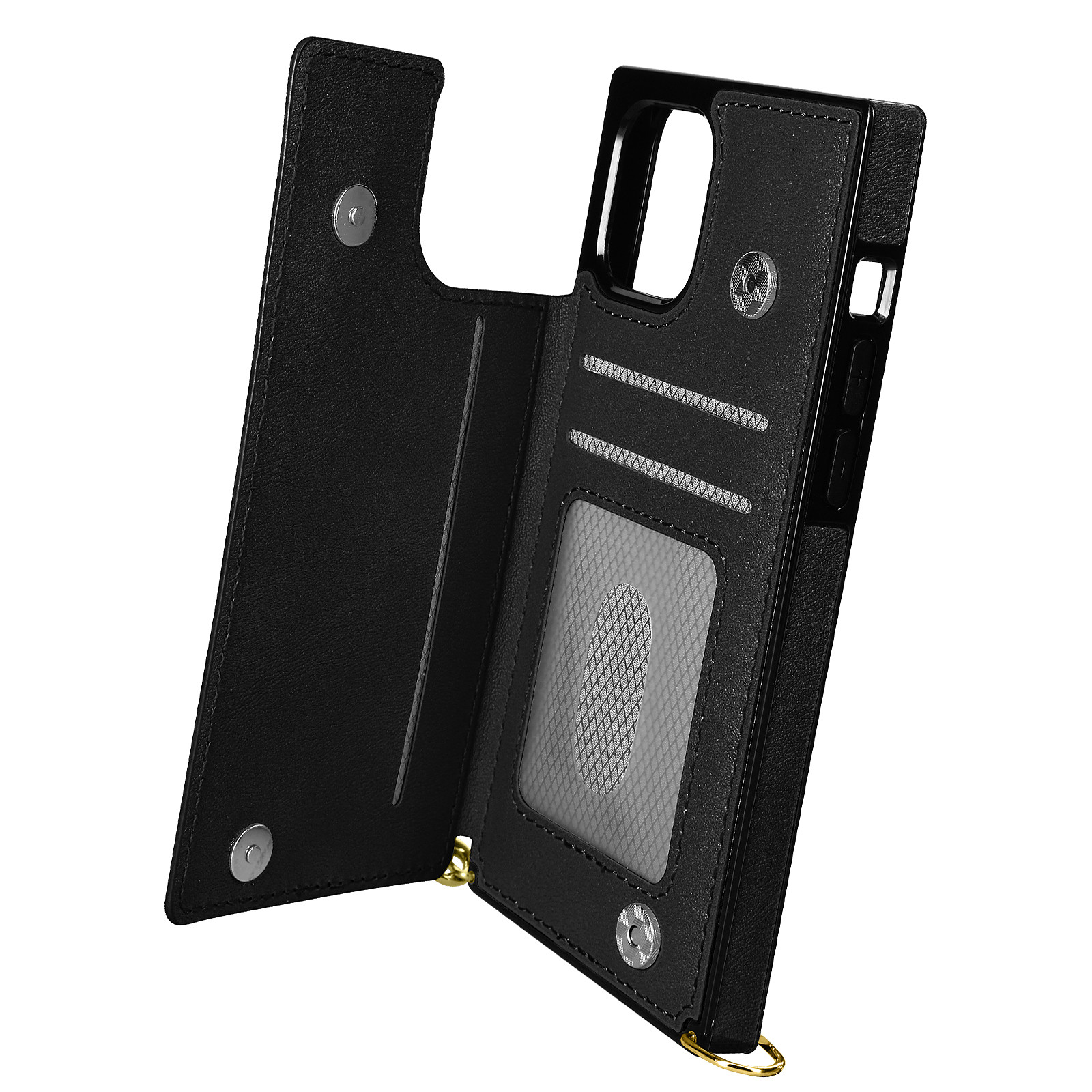 Avizar Coque Cordon pour iPhone 11 Pro Max avec Porte-cartes Support Video Lanière Noir - Coque telephone Avizar