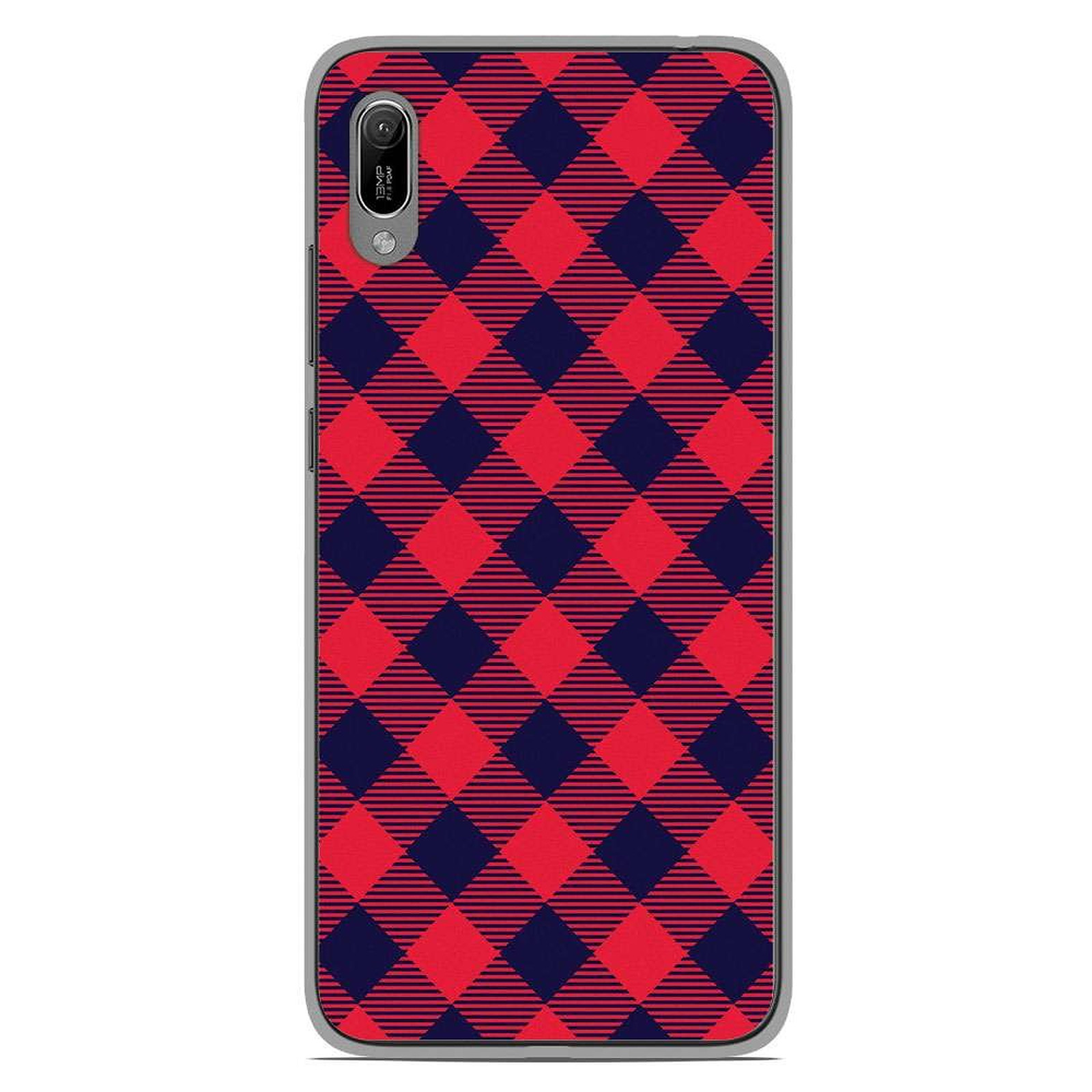 1001 Coques Coque silicone gel Huawei Y6 2019 motif Tartan Rouge - Coque telephone 1001Coques
