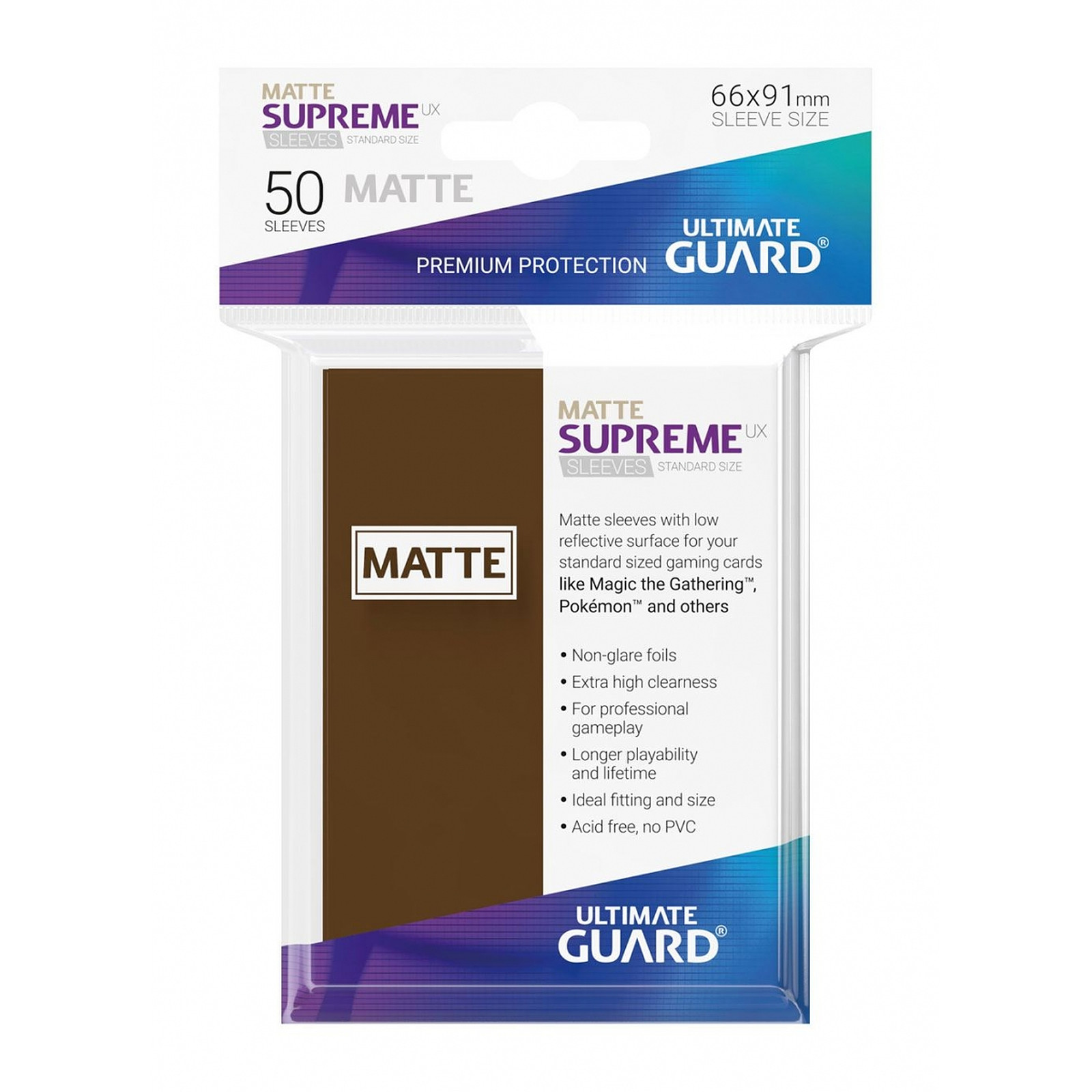 Ultimate Guard - 50 pochettes Supreme UX Sleeves taille standard Marron Mat - Accessoire jeux Ultimate Guard