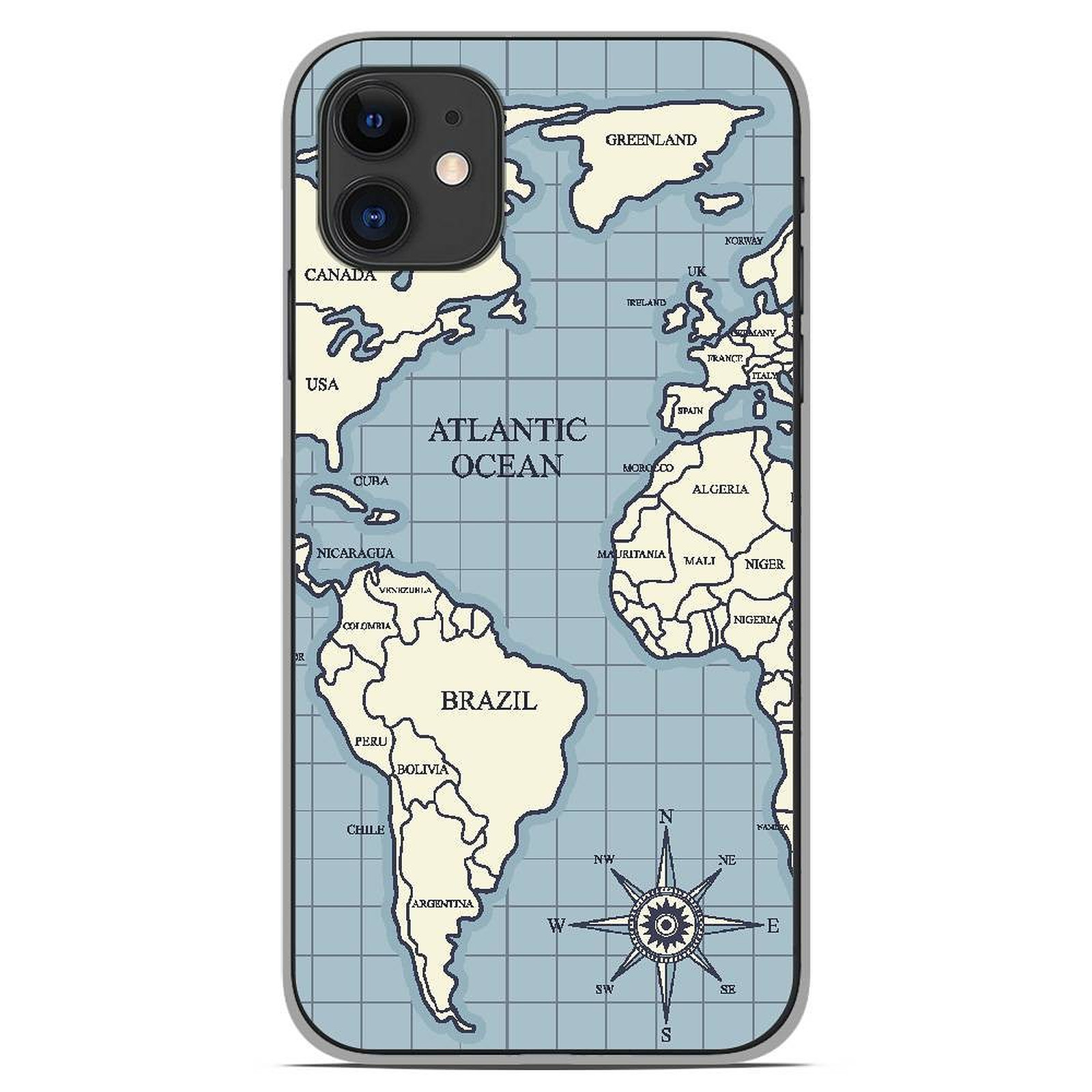1001 Coques Coque silicone gel Apple iPhone 11 motif Map vintage - Coque telephone 1001Coques
