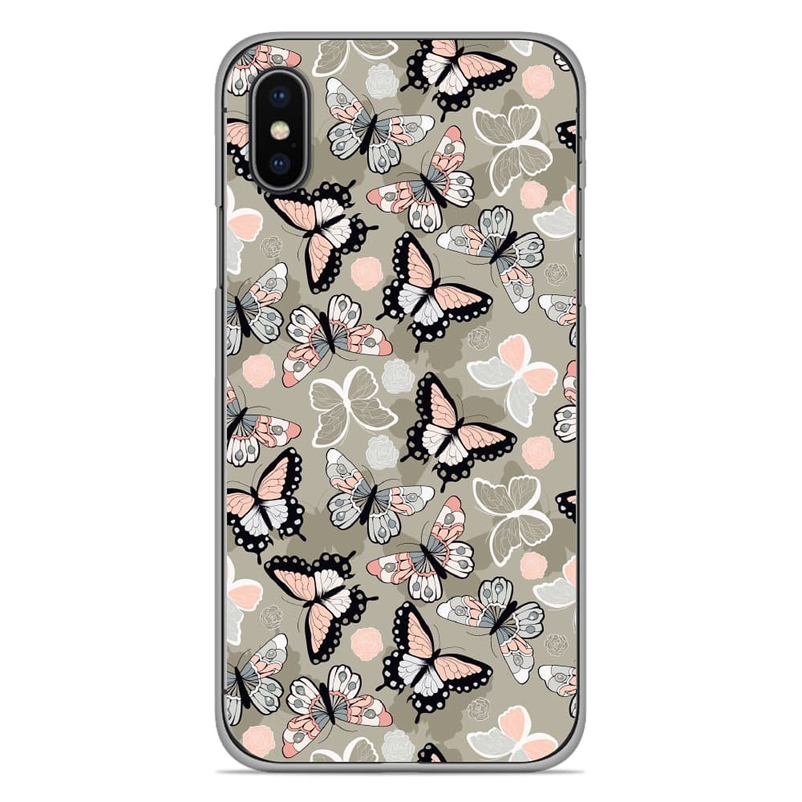 1001 Coques Coque silicone gel Apple iPhone X / XS motif Papillons Vintage - Coque telephone 1001Coques