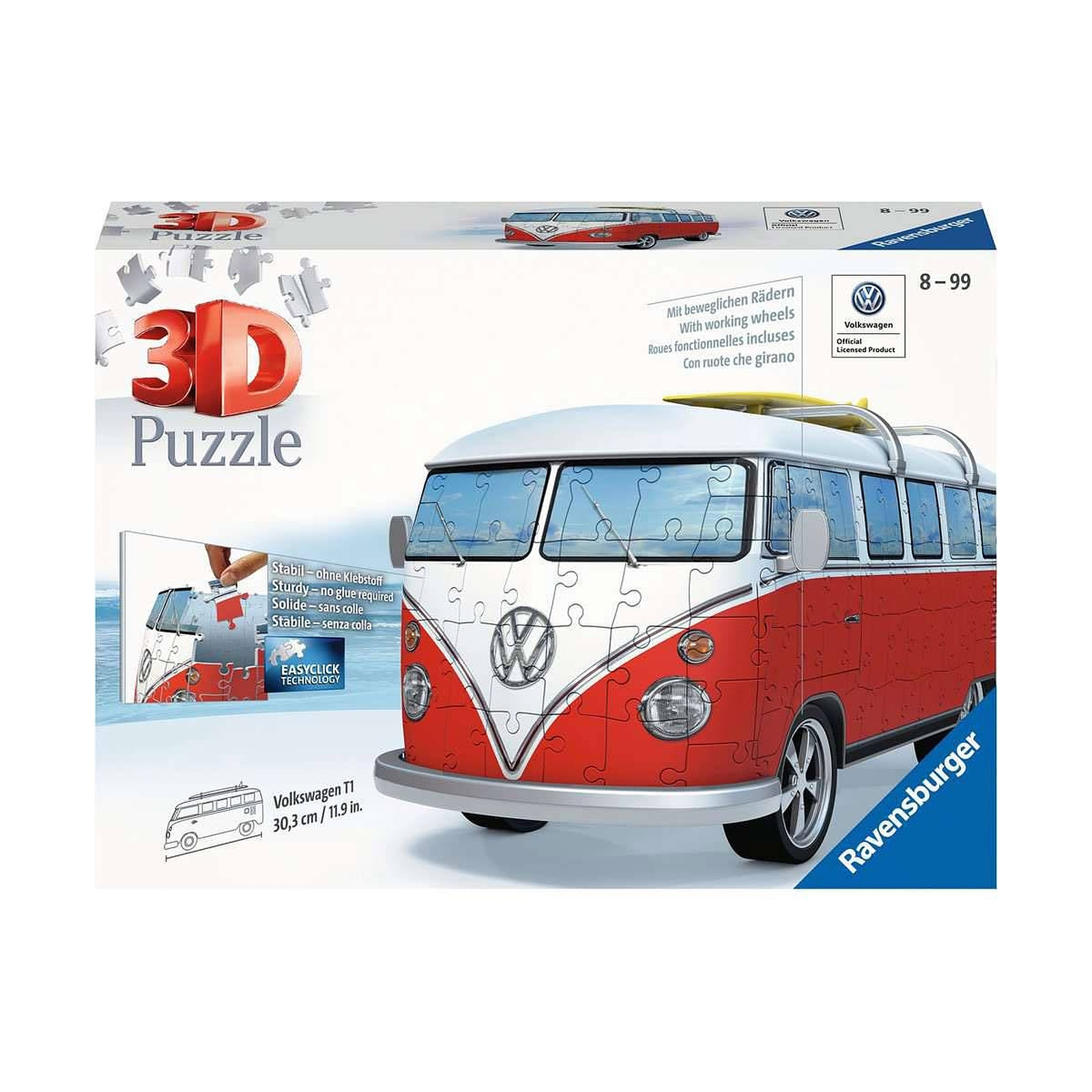 Volkswagen - Puzzle 3D T1 Surfer Edition (162 pièces) - Puzzle Ravensburger