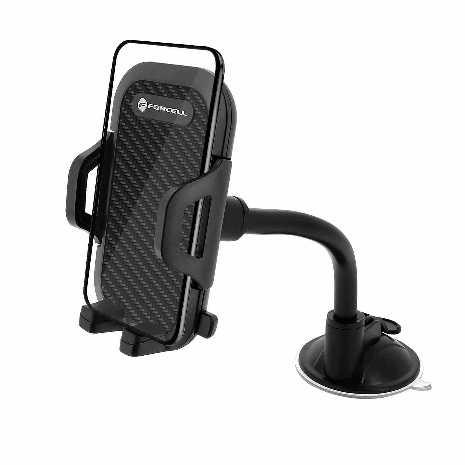Forcell Support Voiture Smartphone 47 a  95mm Fixation ventouse Rotatif 360 Noir - Support voiture Forcell