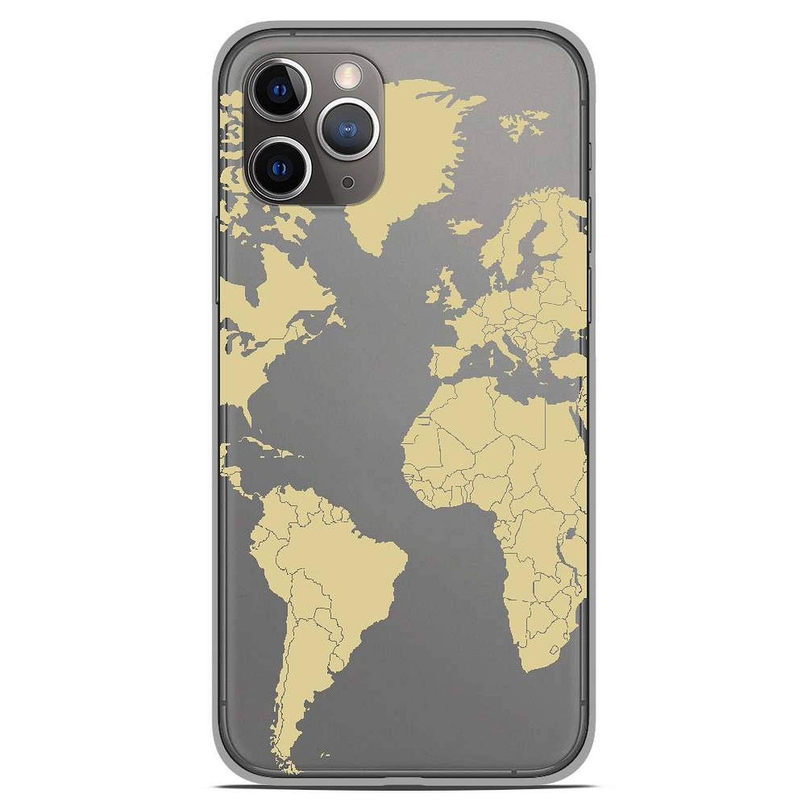 1001 Coques Coque silicone gel Apple iPhone 11 Pro motif Map beige - Coque telephone 1001Coques