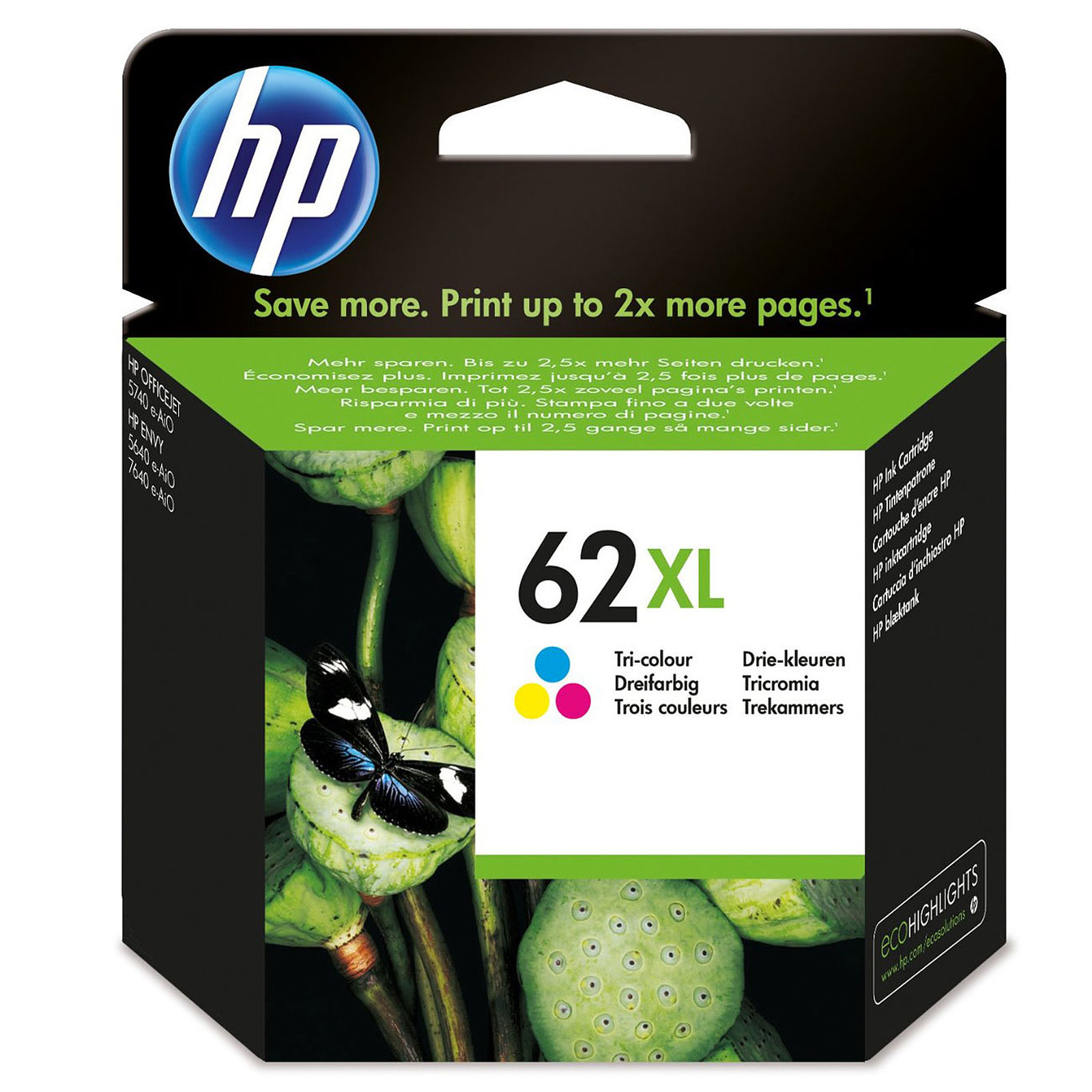 HP 62XL (C2P07AE) - Cyan, Magenta et Jaune - Cartouche imprimante HP