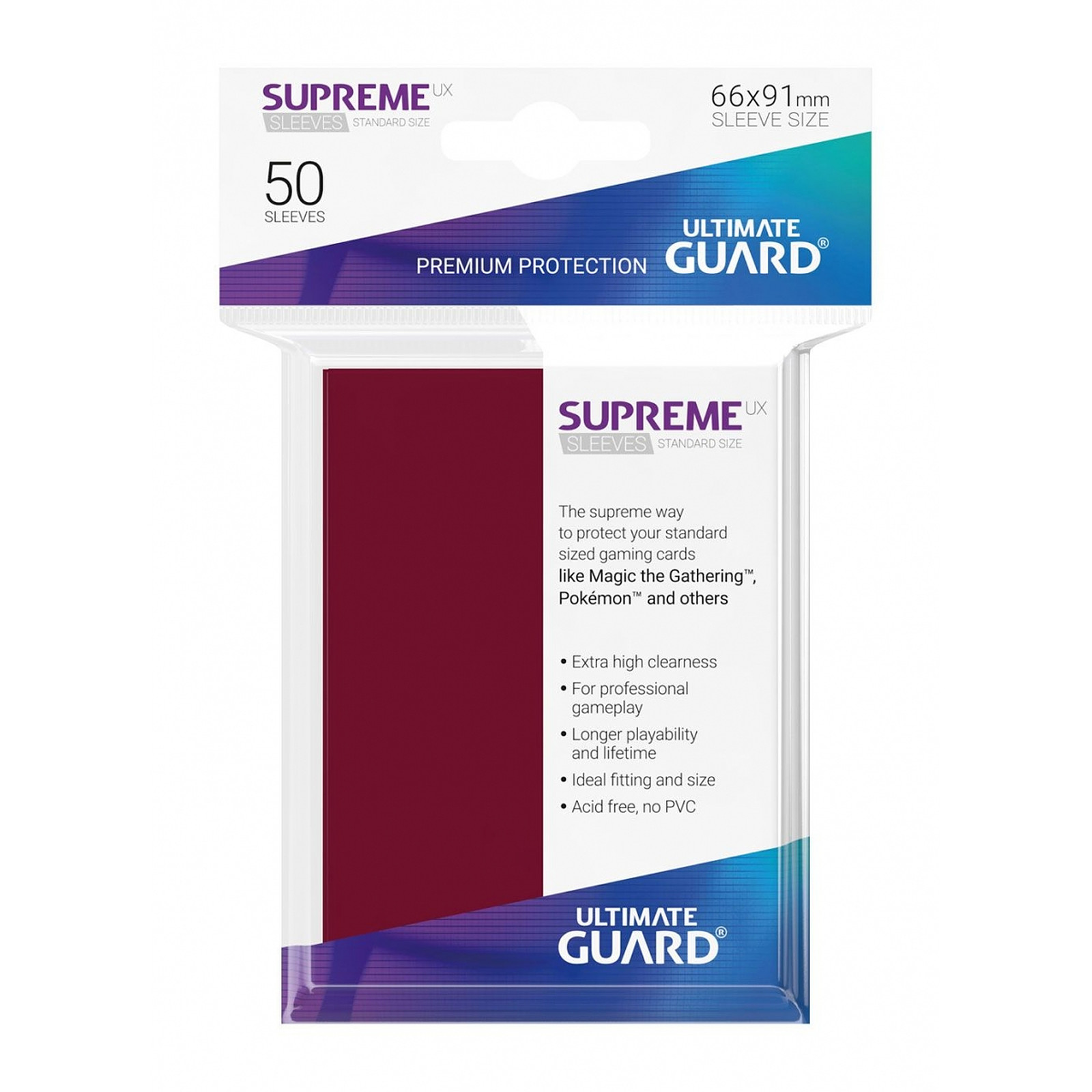 Ultimate Guard - 50 pochettes Supreme UX Sleeves taille standard Bourgogne - Accessoire jeux Ultimate Guard