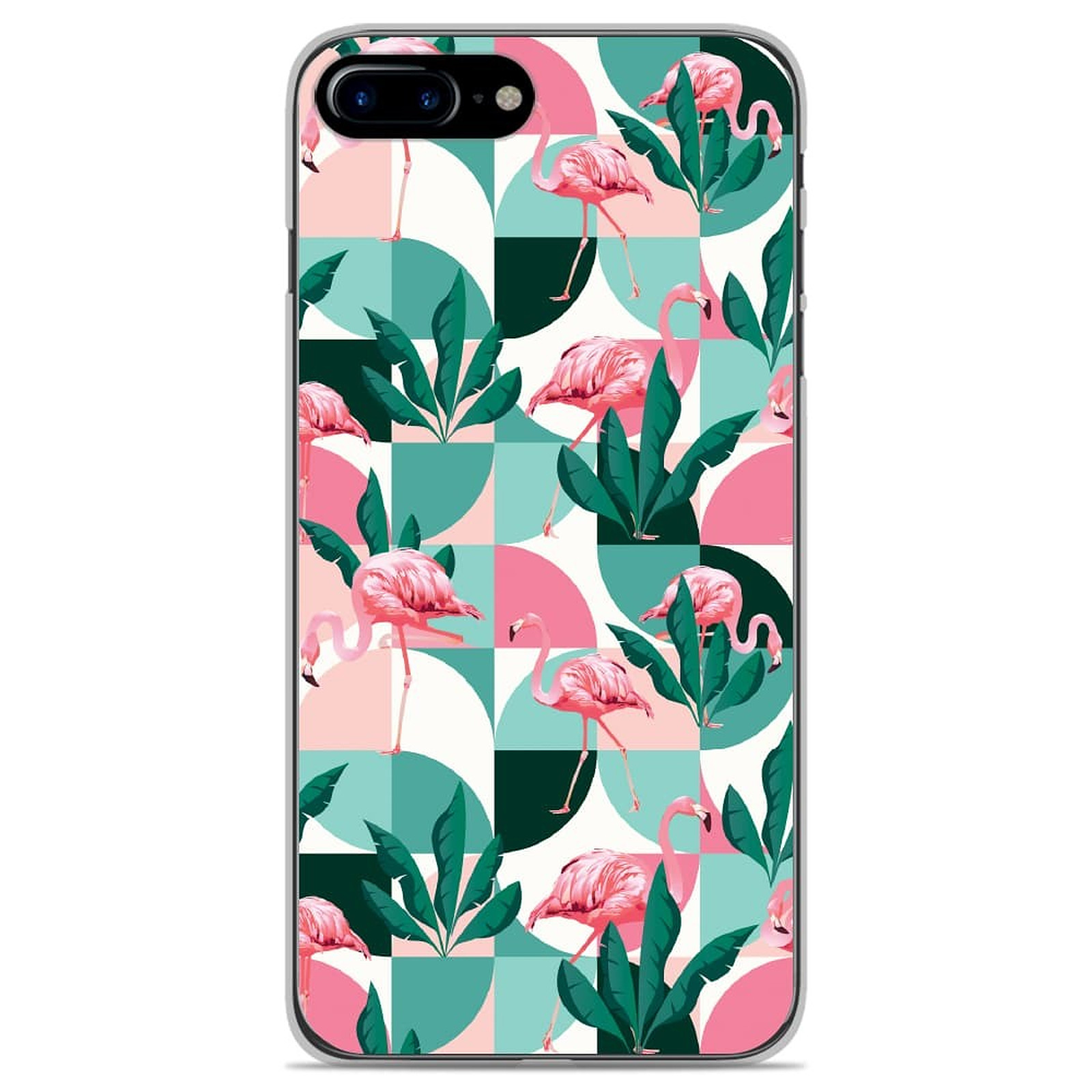 1001 Coques Coque silicone gel Apple iPhone 7 Plus motif Flamants Roses ge´ome´trique - Coque telephone 1001Coques