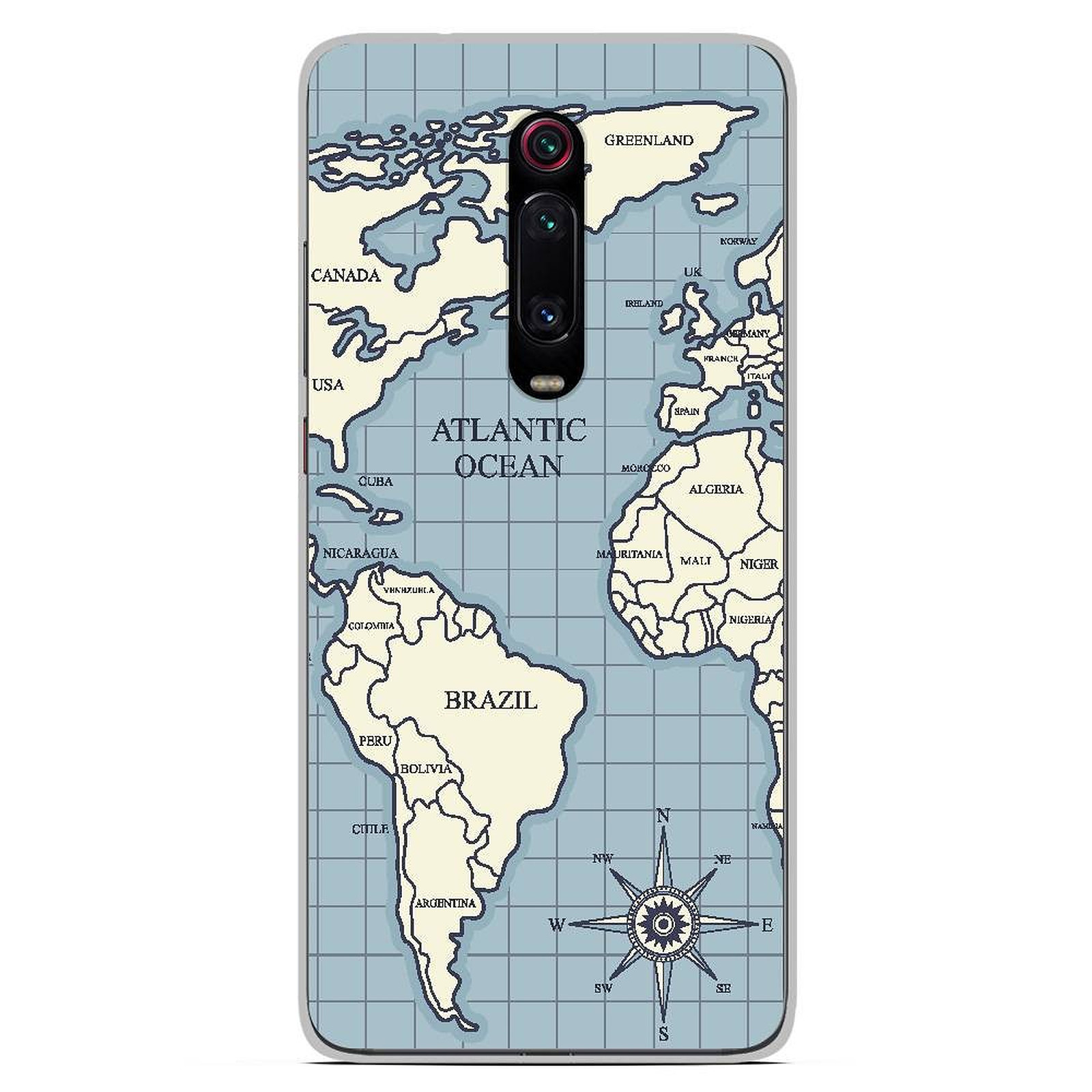 1001 Coques Coque silicone gel Xiaomi Mi 9T motif Map vintage - Coque telephone 1001Coques