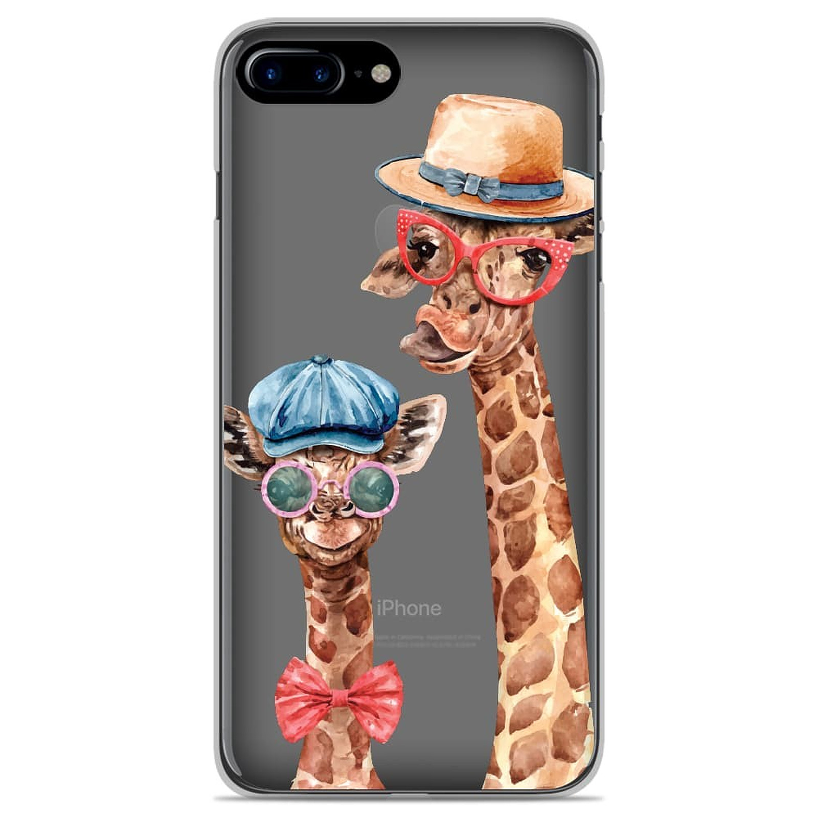 1001 Coques Coque silicone gel Apple iPhone 8 Plus motif Funny Girafe - Coque telephone 1001Coques
