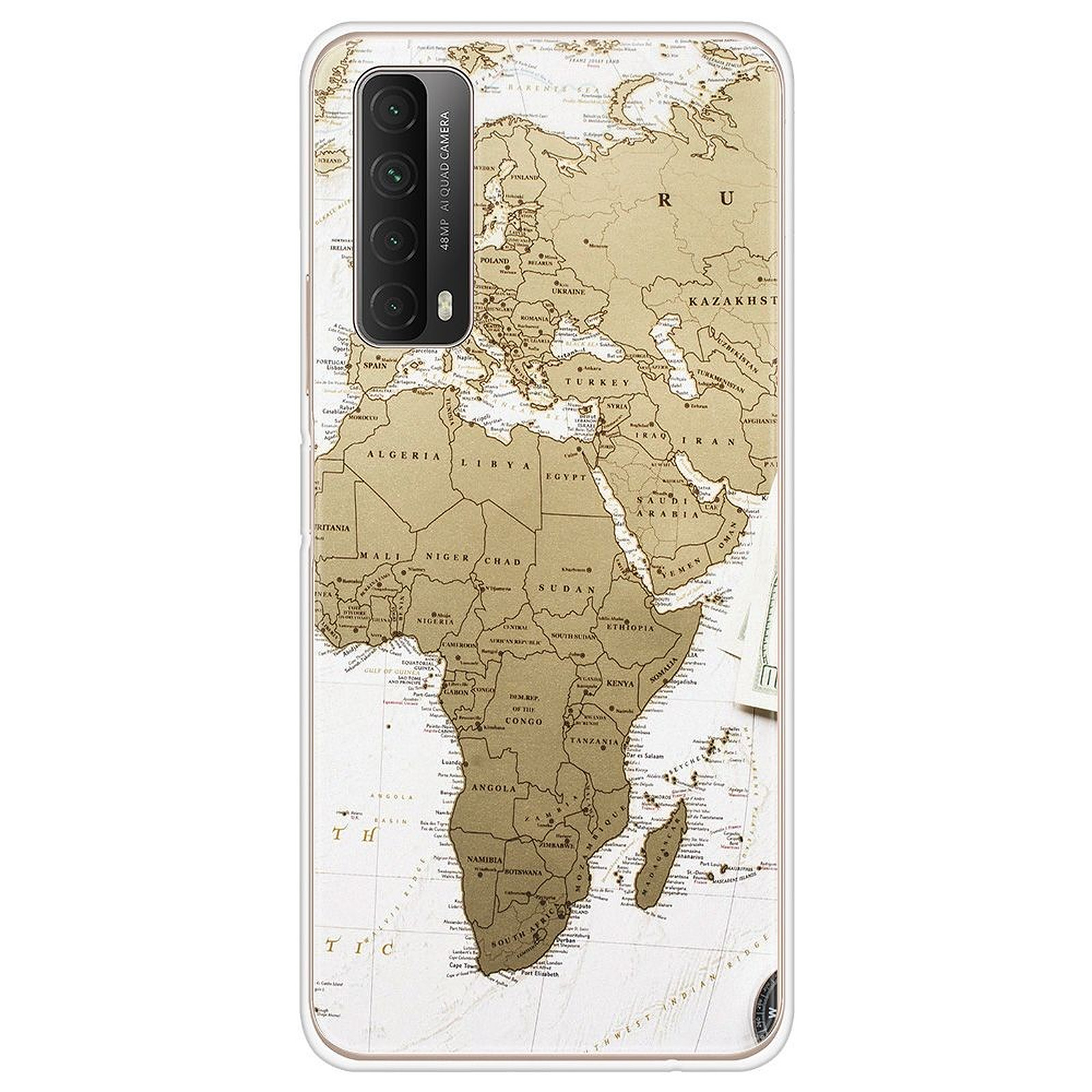1001 Coques Coque silicone gel Huawei P Smart 2021 motif Map Europe Afrique - Coque telephone 1001Coques