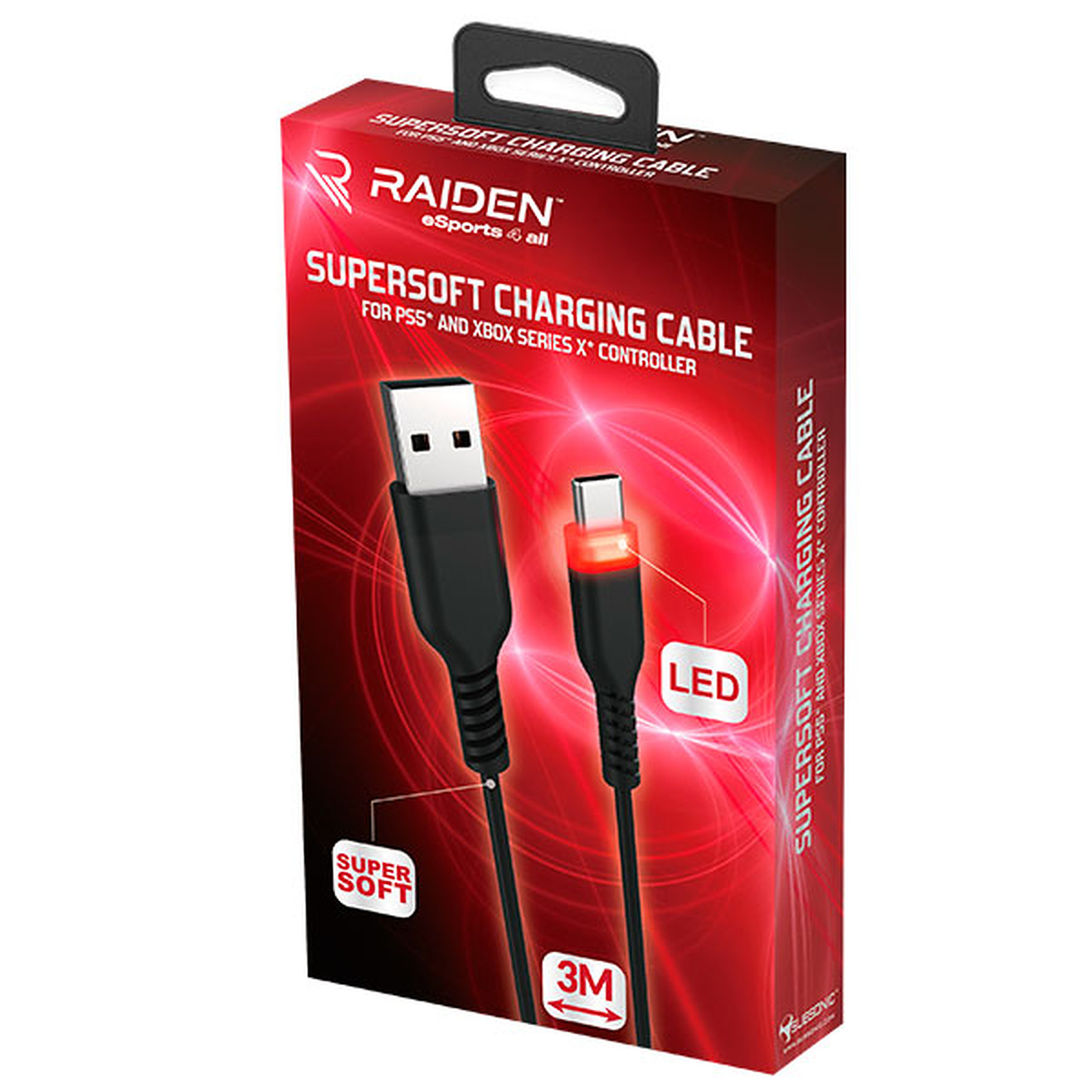 Raiden Cable de recharge et transfert USB C pour manette DualSense PS5 - Accessoires PS5 Subsonic