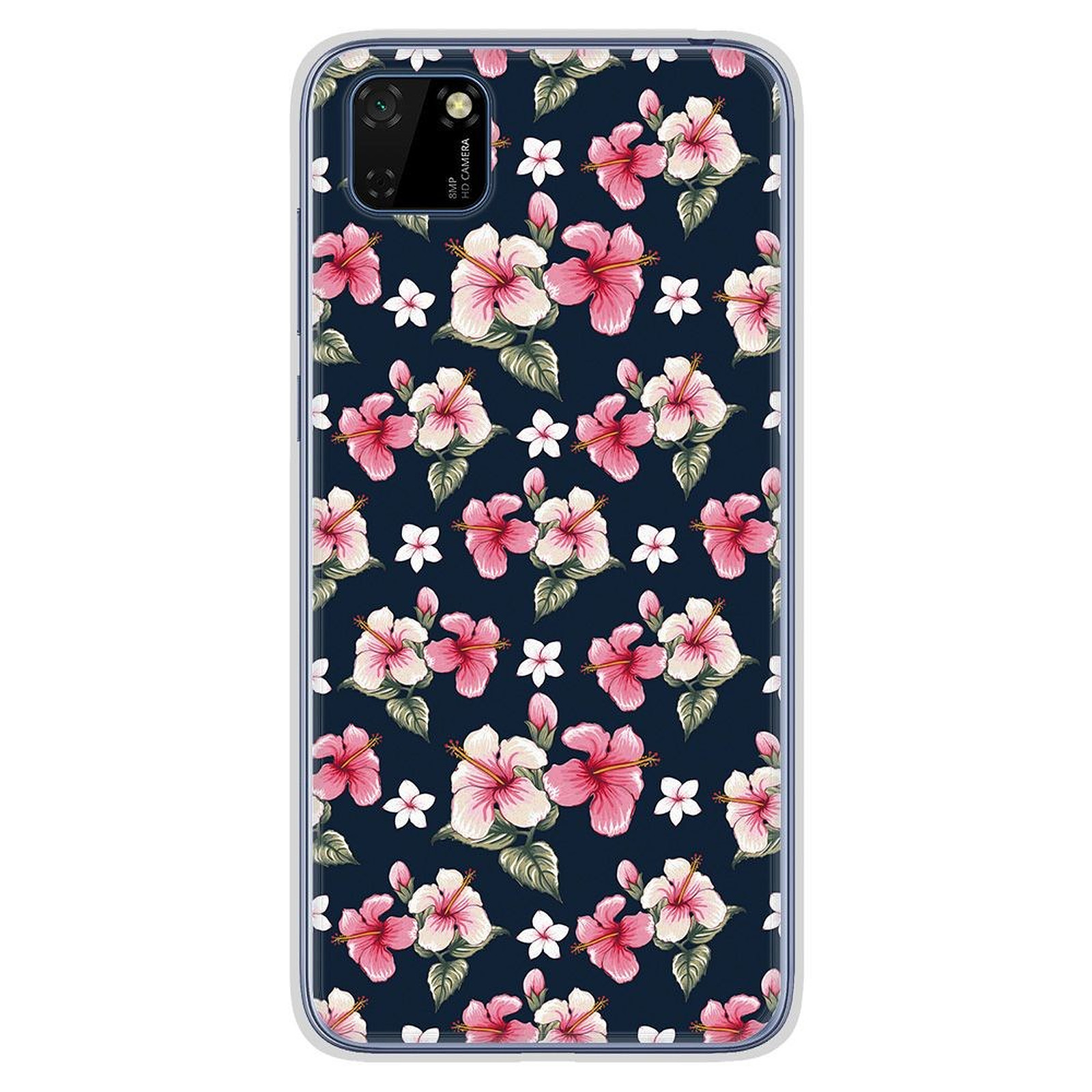 1001 Coques Coque silicone gel Huawei Y5P motif Hibiscus Vintage - Coque telephone 1001Coques