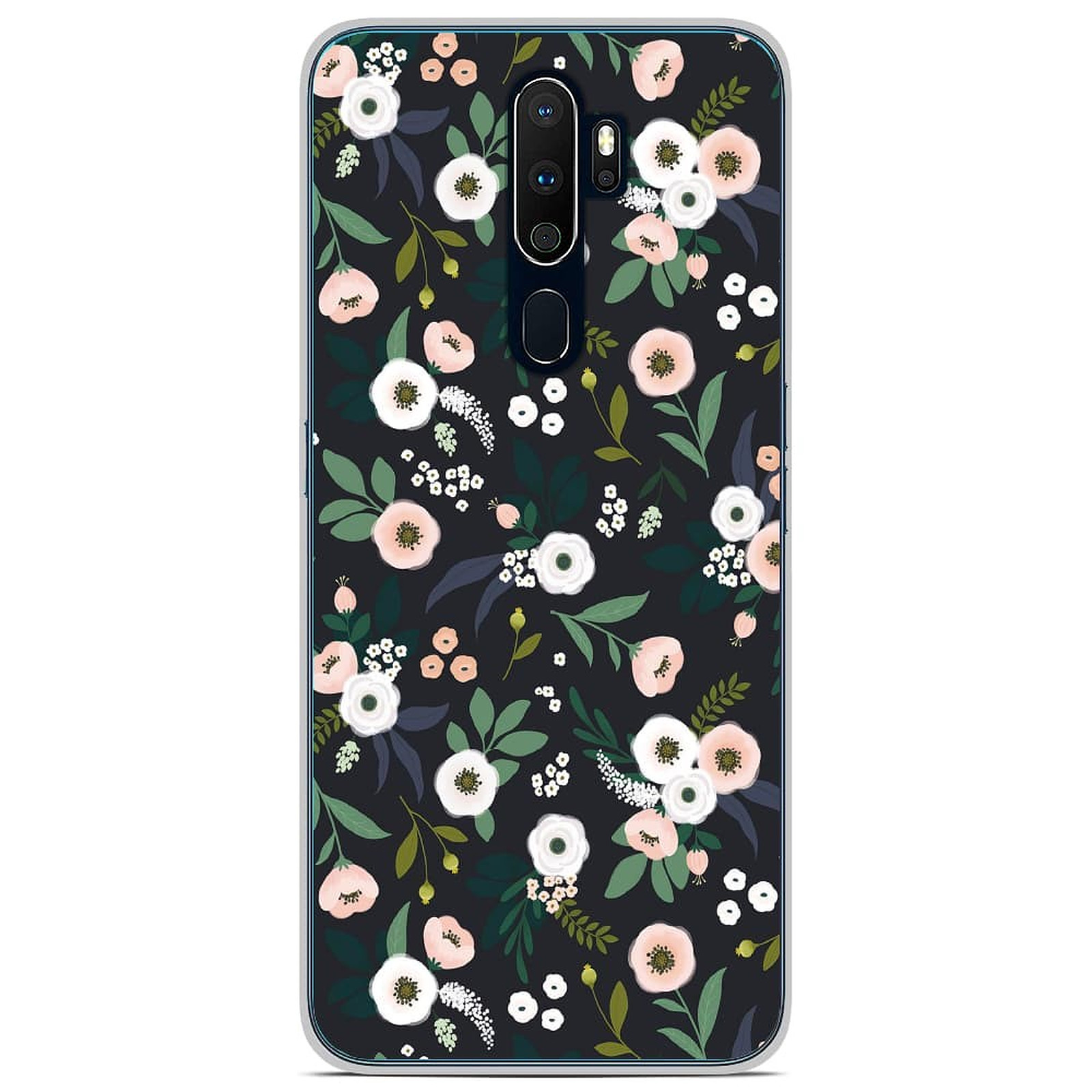 1001 Coques Coque silicone gel Oppo A9 2020 motif Flowers Noir - Coque telephone 1001Coques
