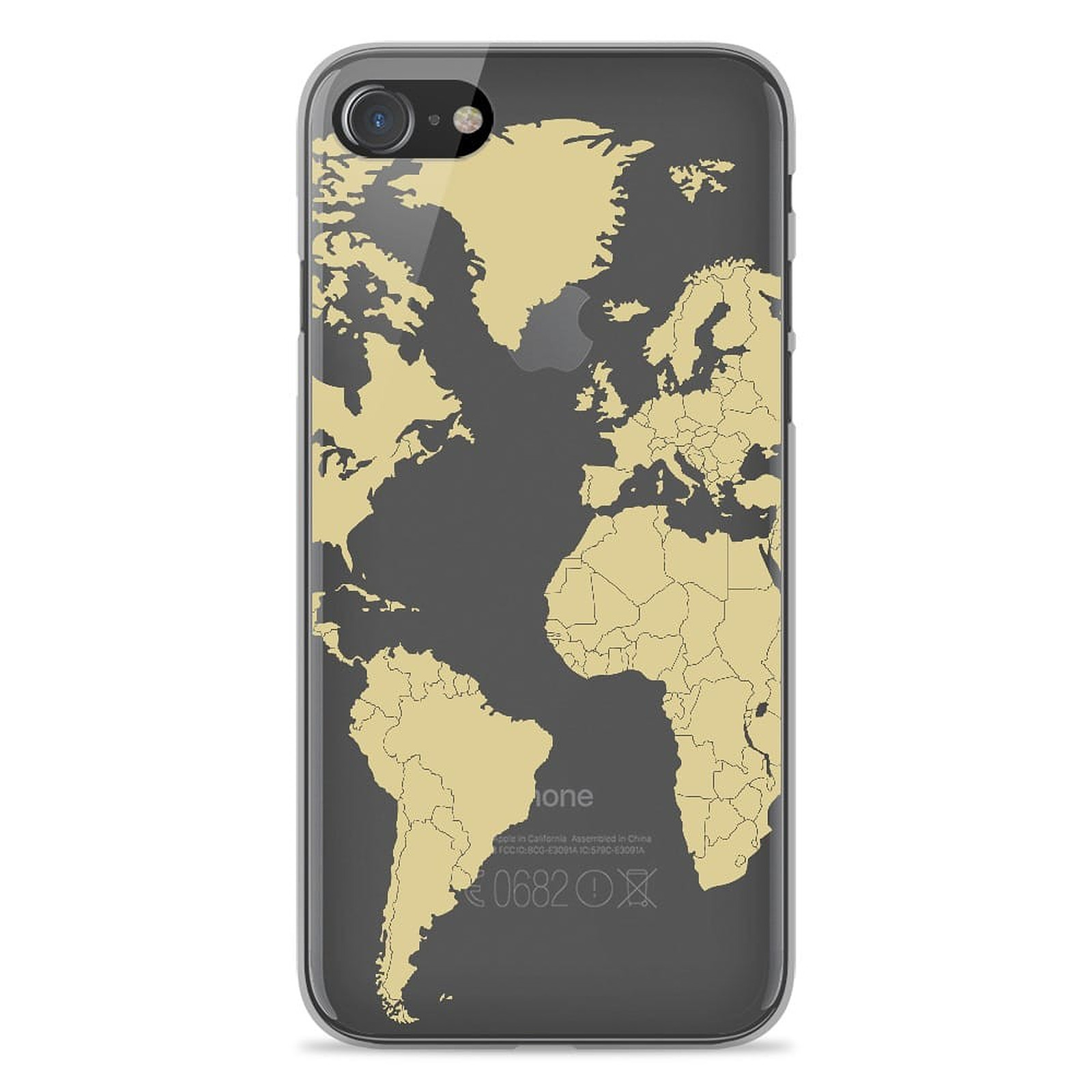 1001 Coques Coque silicone gel Apple iPhone SE 2020 motif Map beige - Coque telephone 1001Coques