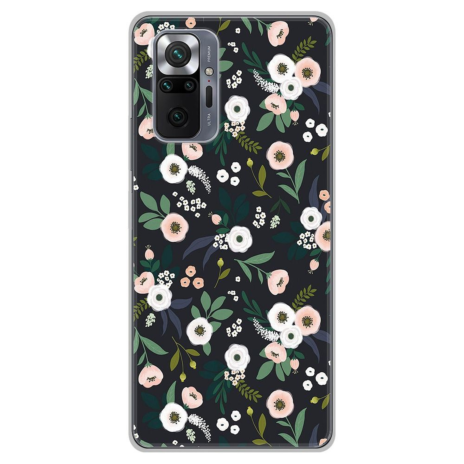 1001 Coques Coque silicone gel Xiaomi Redmi Note 10 Pro motif Flowers Noir - Coque telephone 1001Coques