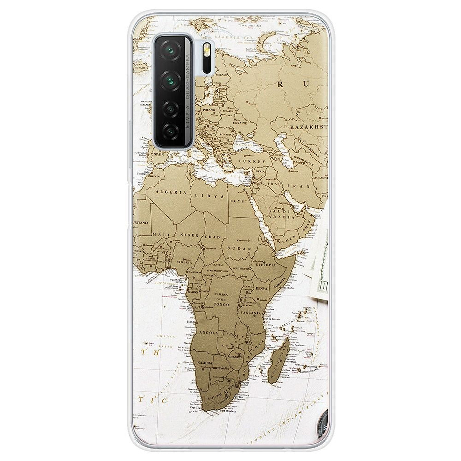 1001 Coques Coque silicone gel Huawei P40 Lite 5G motif Map Europe Afrique - Coque telephone 1001Coques