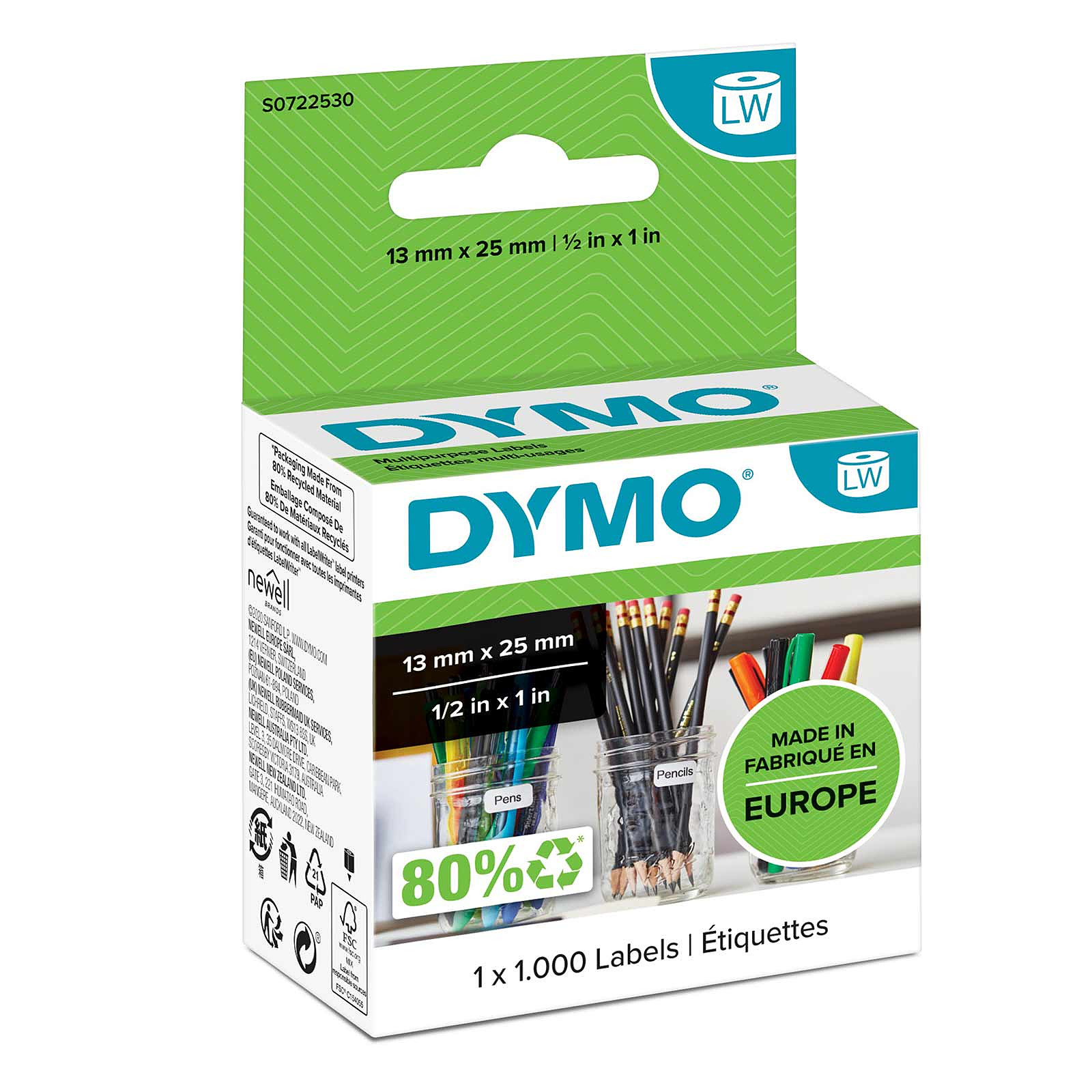 DYMO Etiquettes multi-usage 24 x 12 mm - Papier imprimante DYMO