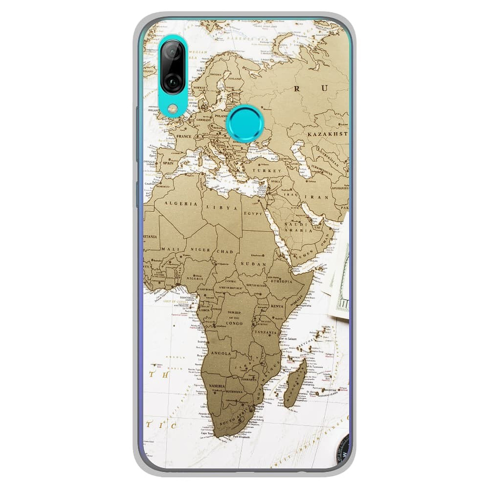 1001 Coques Coque silicone gel Huawei P Smart 2019 motif Map Europe Afrique - Coque telephone 1001Coques