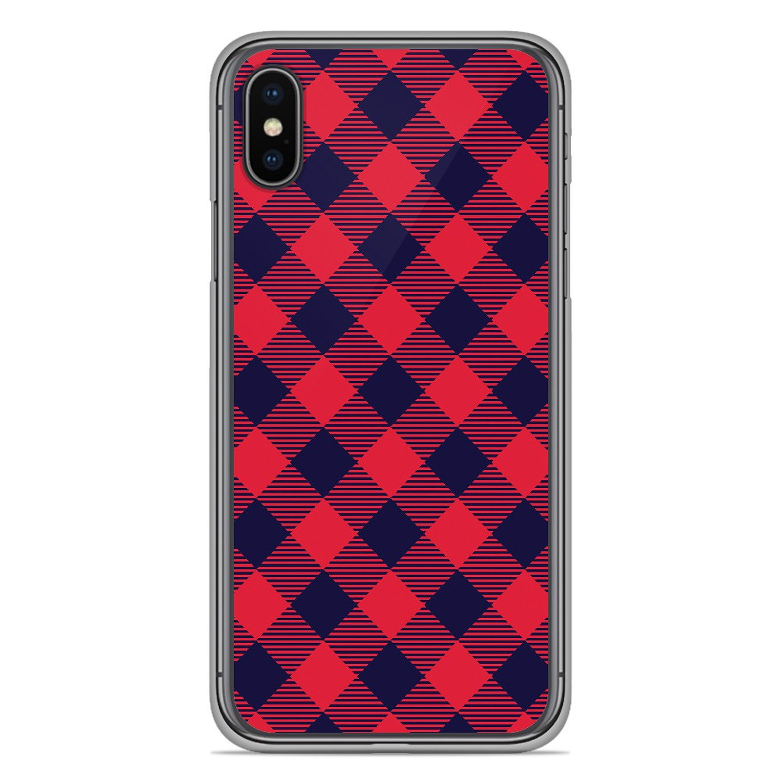 1001 Coques Coque silicone gel Apple iPhone XS Max motif Tartan Rouge - Coque telephone 1001Coques