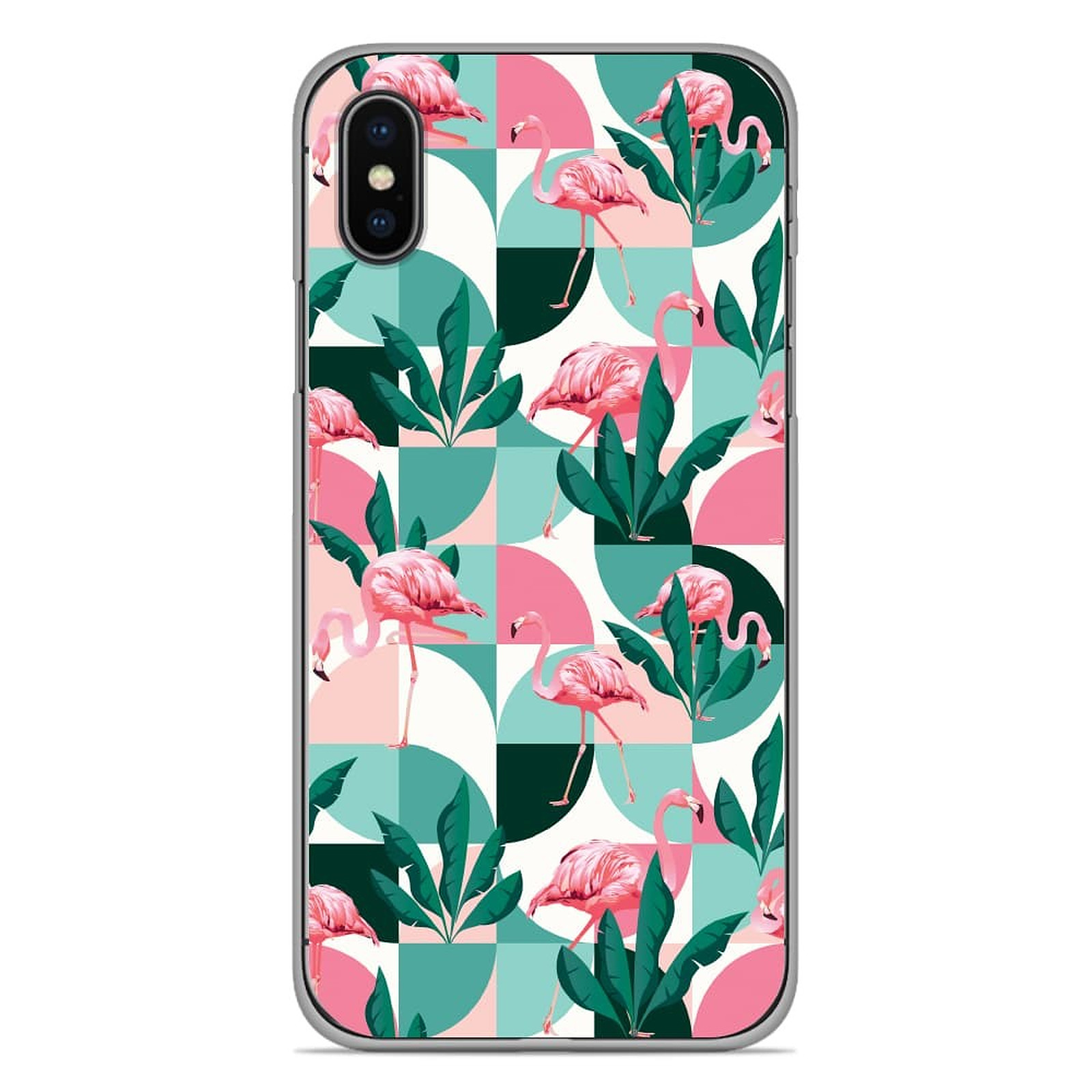 1001 Coques Coque silicone gel Apple iPhone XS Max motif Flamants Roses ge´ome´trique - Coque telephone 1001Coques