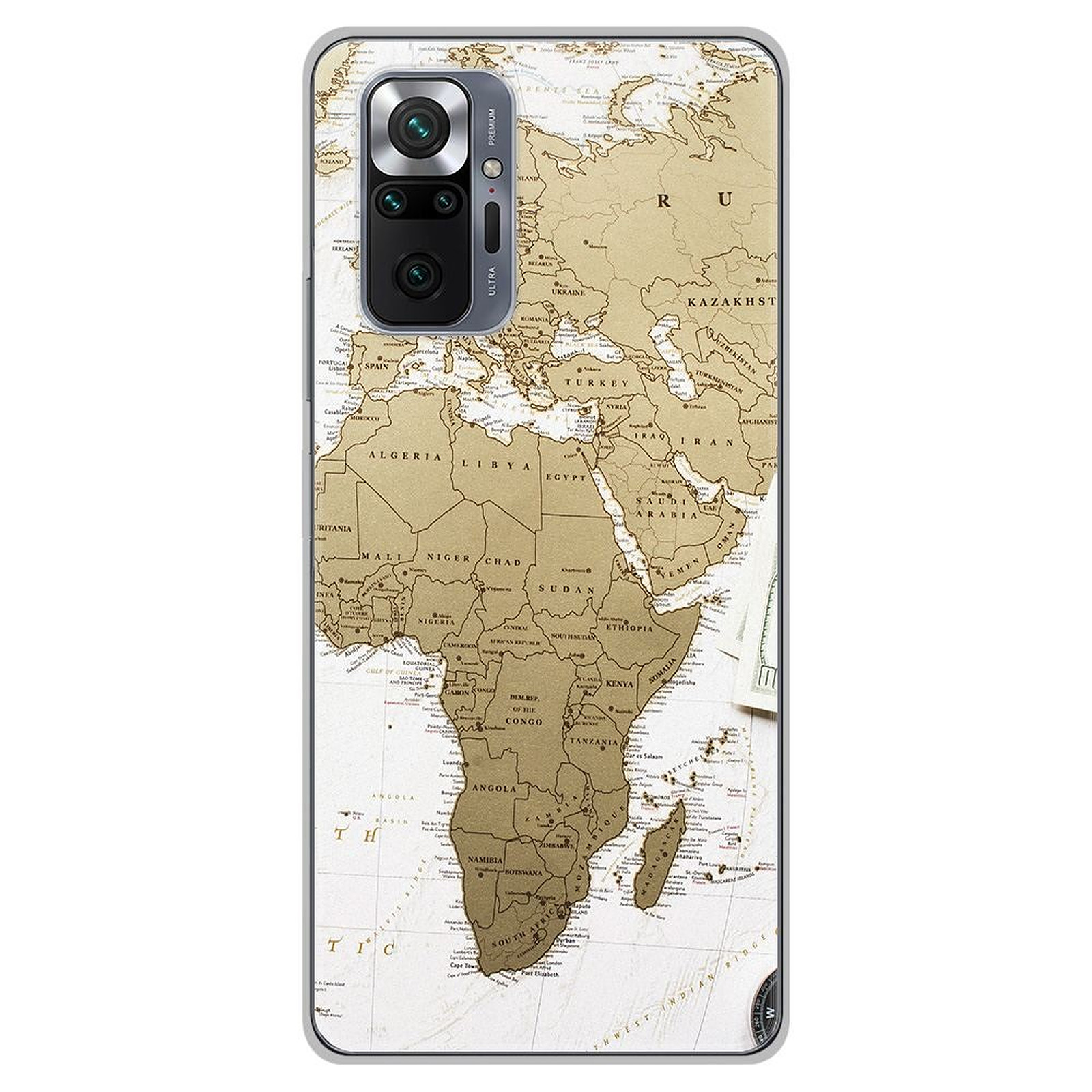 1001 Coques Coque silicone gel Xiaomi Redmi Note 10 Pro motif Map Europe Afrique - Coque telephone 1001Coques