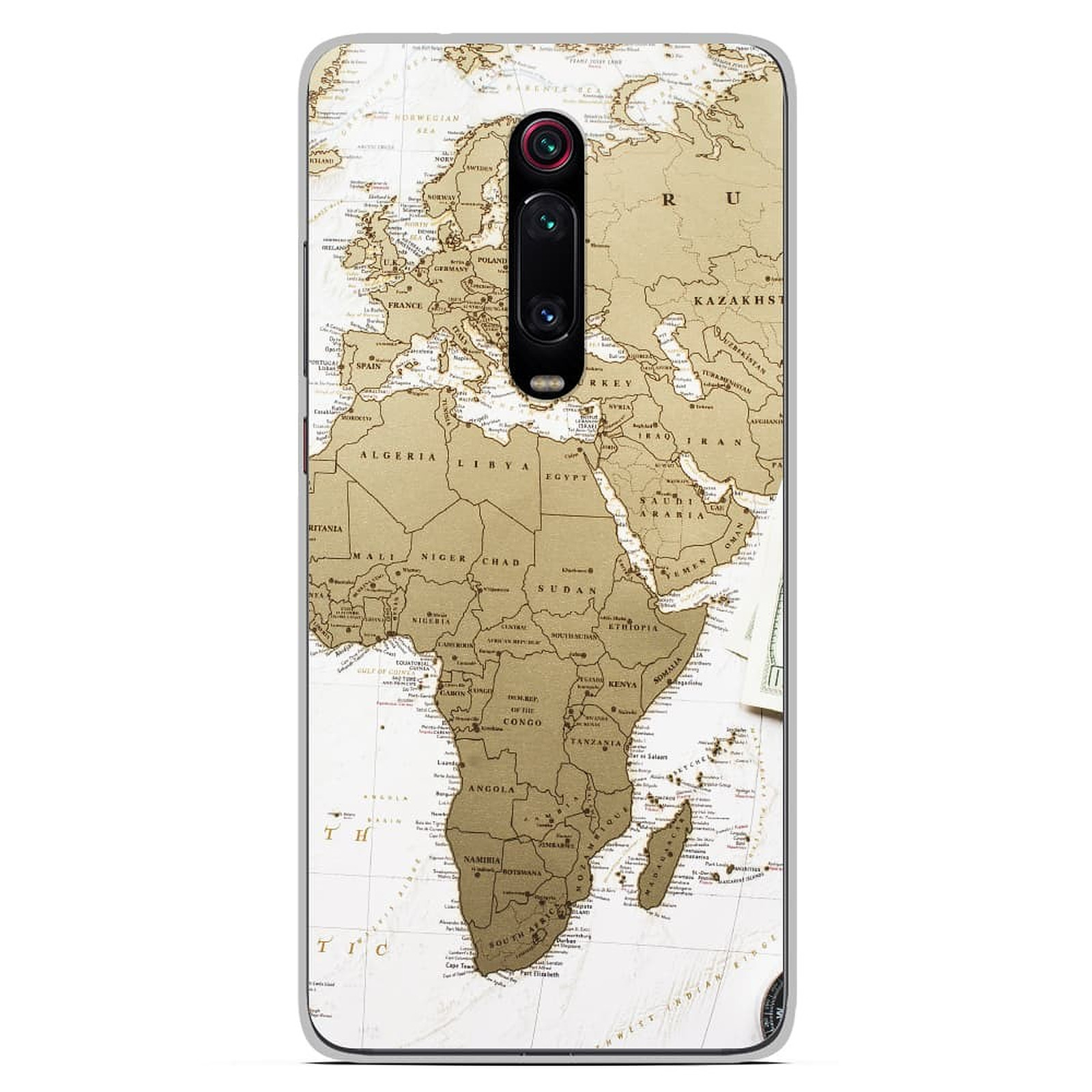 1001 Coques Coque silicone gel Xiaomi Mi 9T motif Map Europe Afrique - Coque telephone 1001Coques