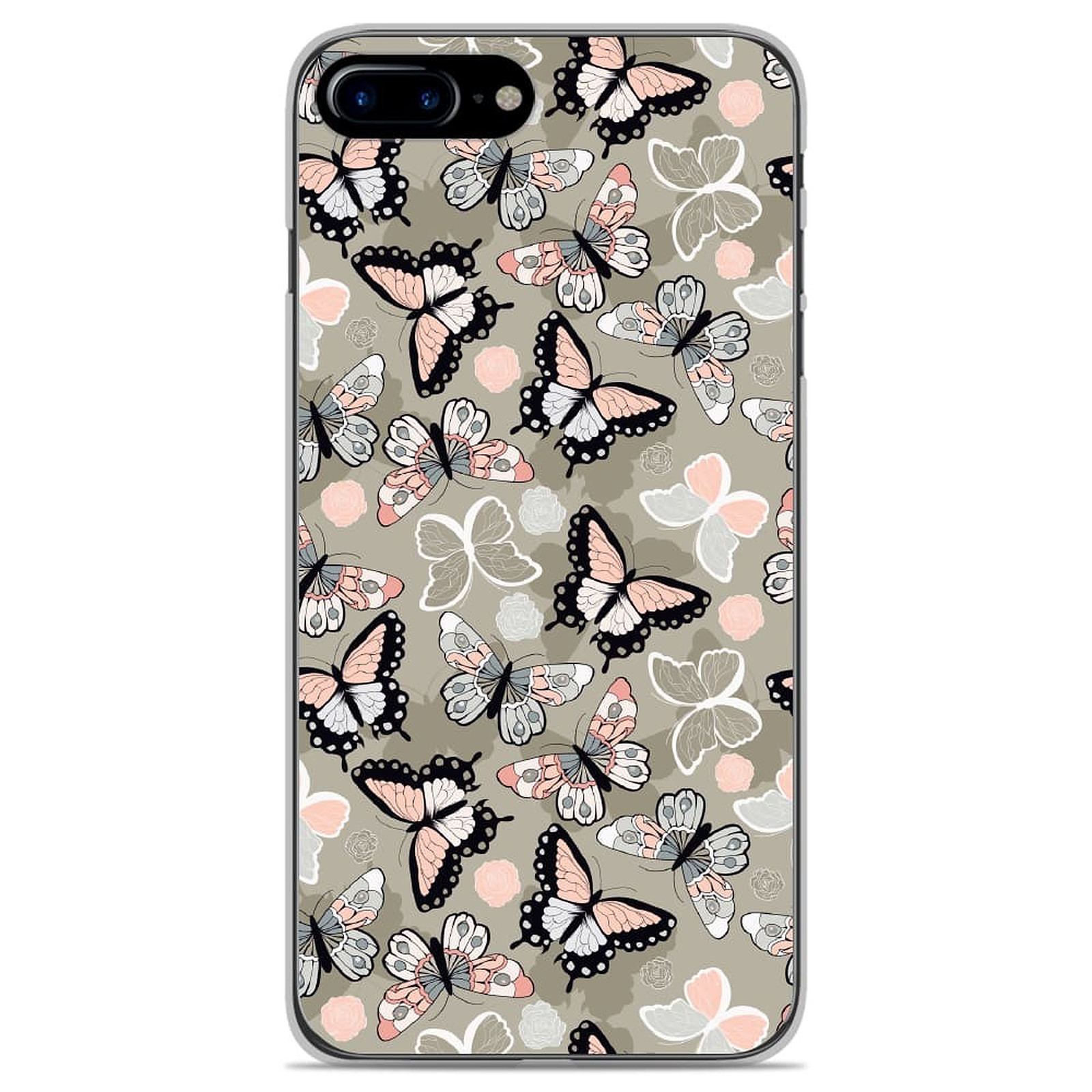 1001 Coques Coque silicone gel Apple iPhone 7 Plus motif Papillons Vintage - Coque telephone 1001Coques