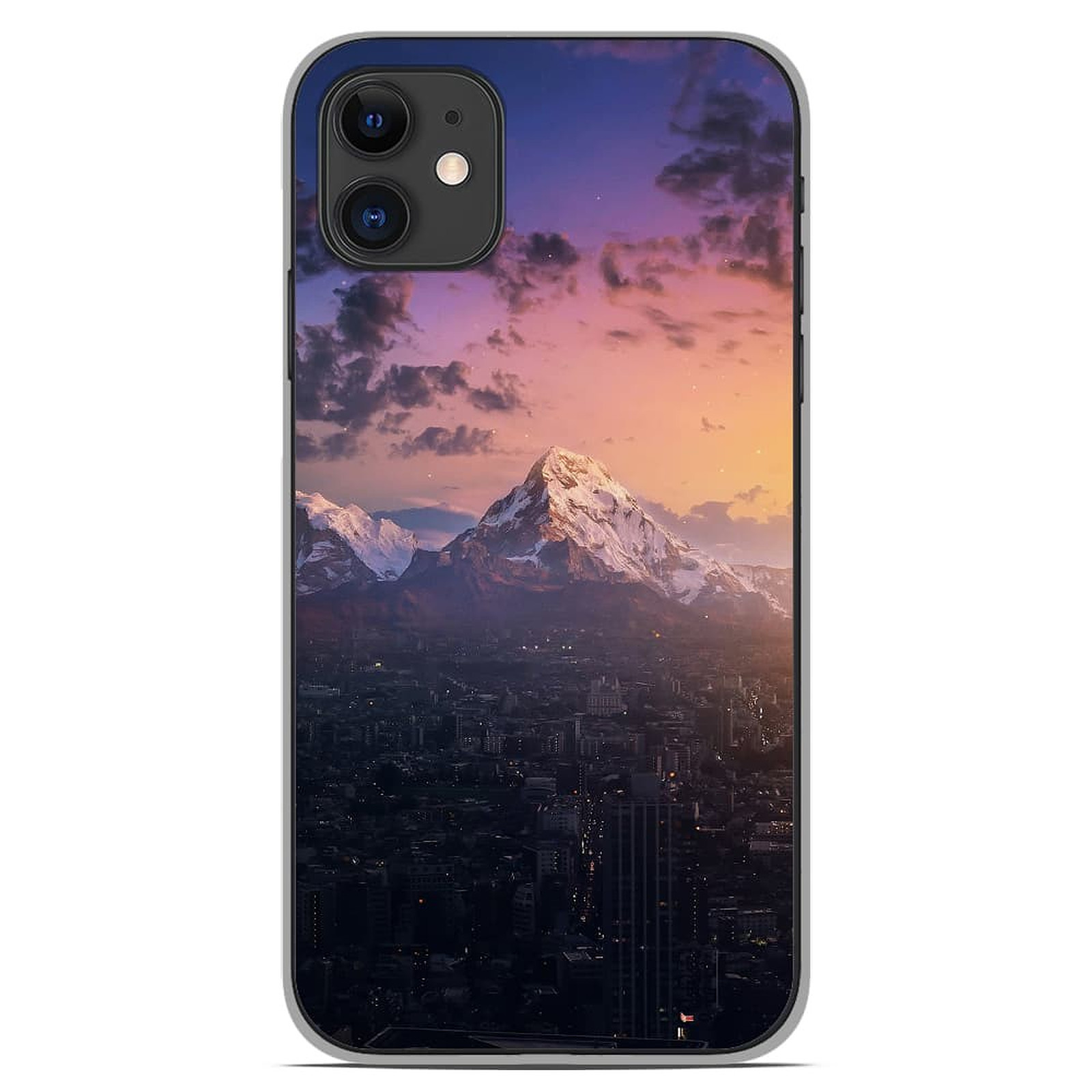 1001 Coques Coque silicone gel Apple iPhone 11 motif Montagnes urbaines - Coque telephone 1001Coques