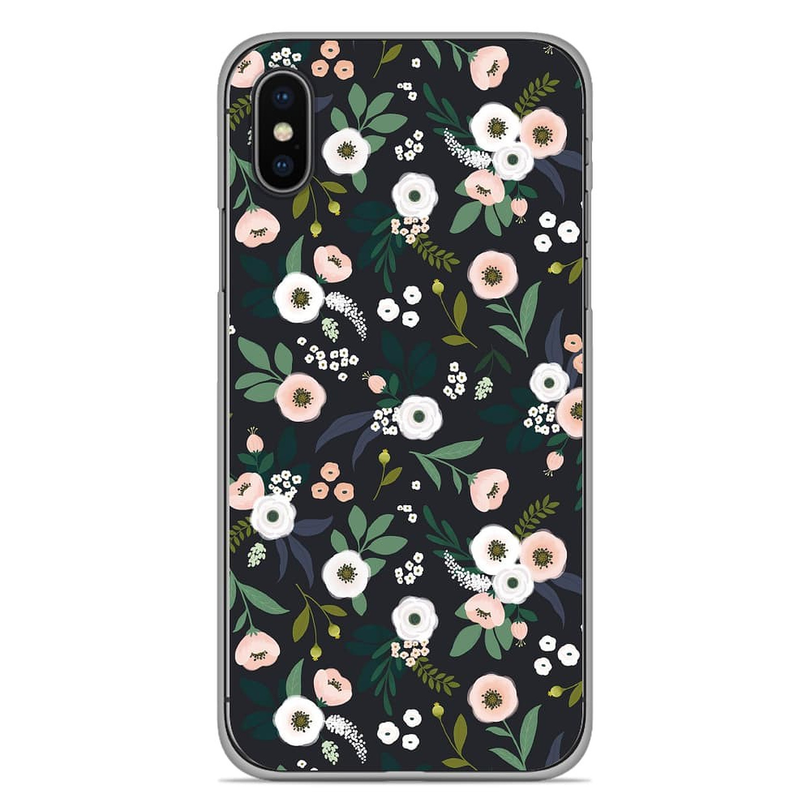 1001 Coques Coque silicone gel Apple iPhone XS Max motif Flowers Noir - Coque telephone 1001Coques