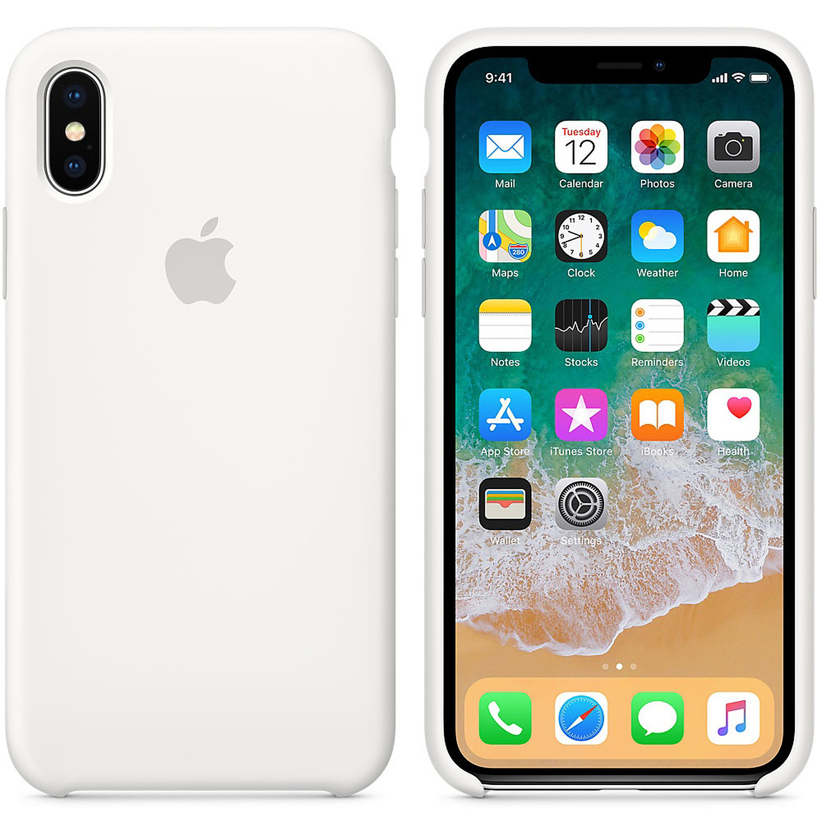 Apple Coque en silicone Blanc Apple iPhone X - Coque telephone Apple