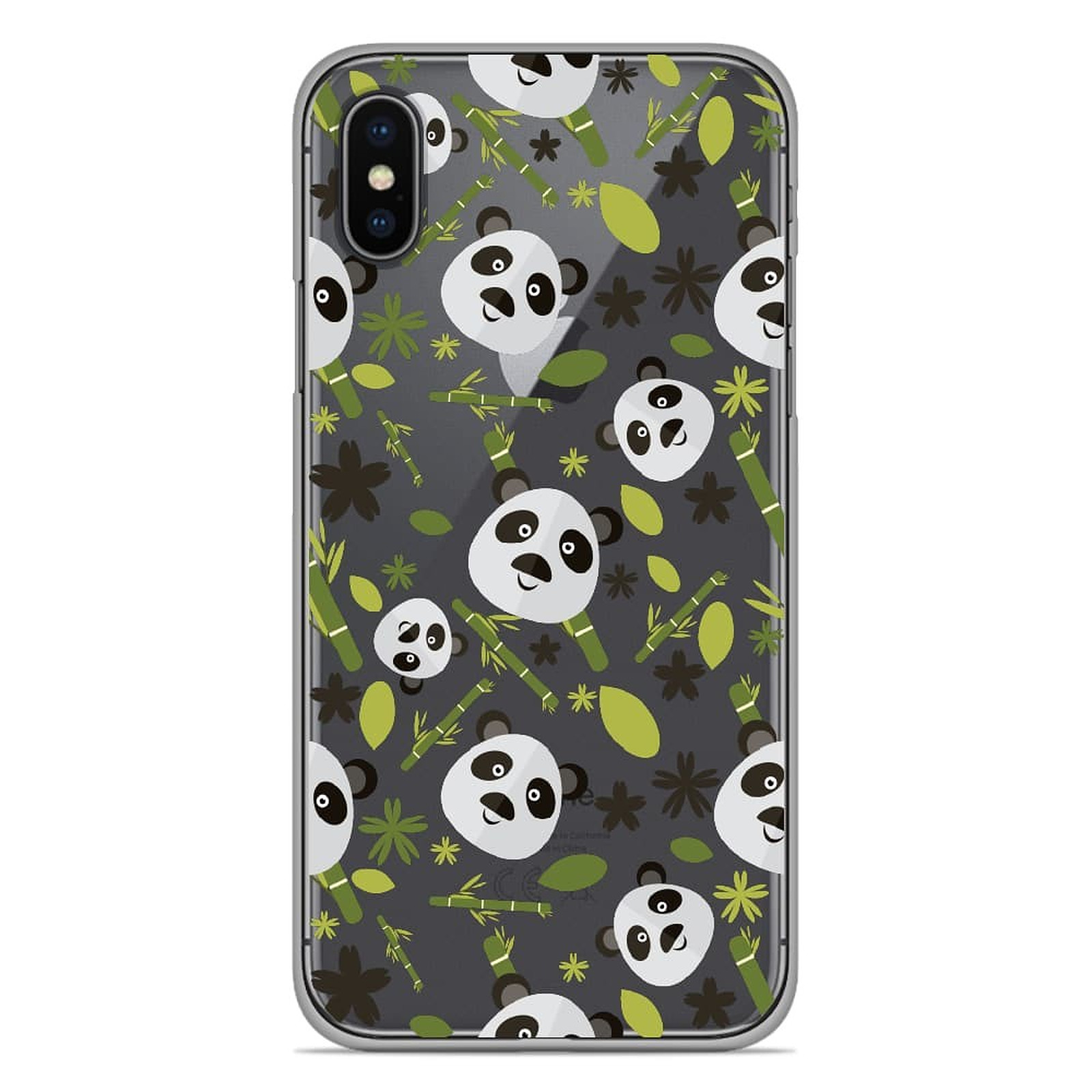 1001 Coques Coque silicone gel Apple iPhone X / XS motif Pandas et Bambou - Coque telephone 1001Coques