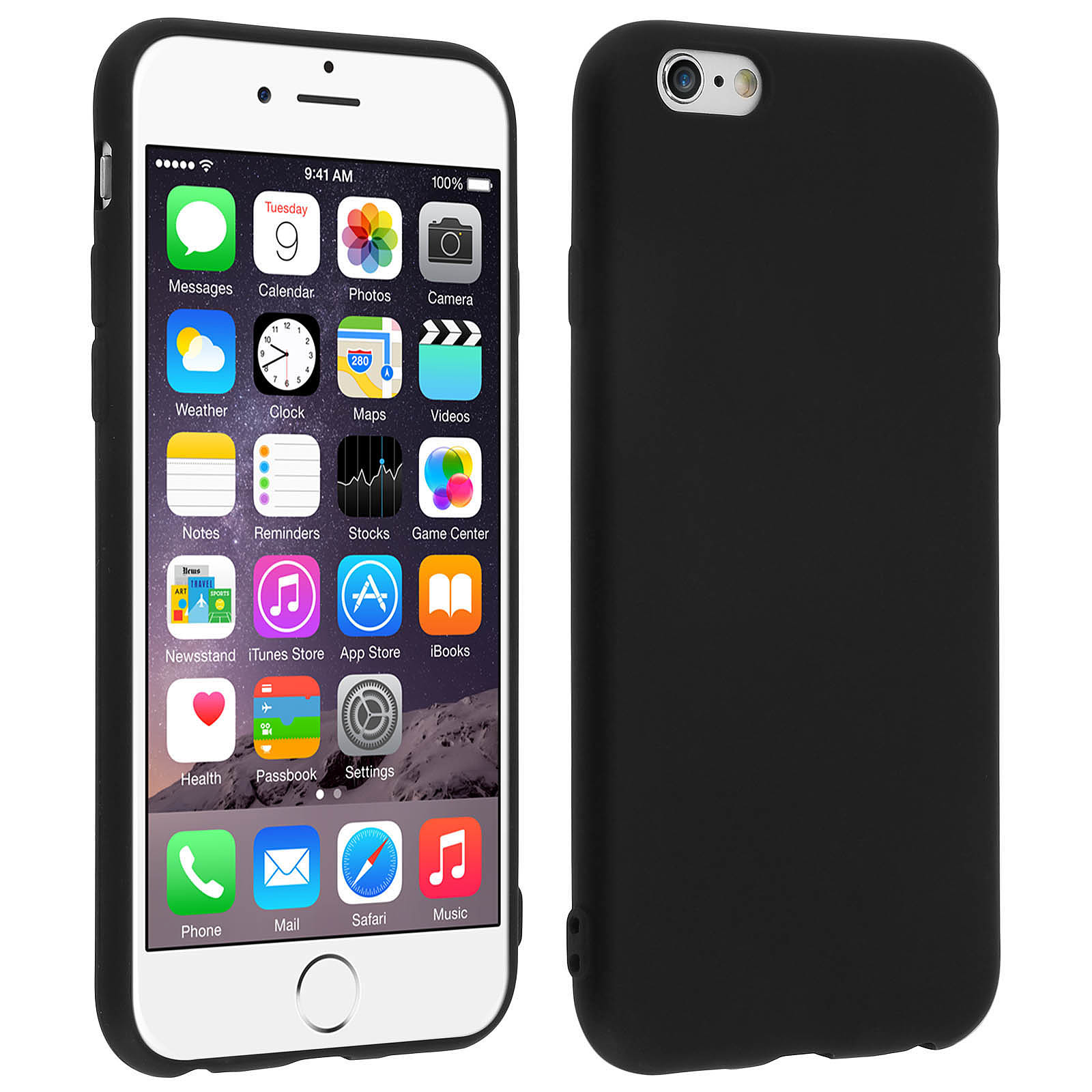 Avizar Coque iPhone 6S / 6 Coque Silicone Gel Souple Mat Protection Antirayures Noir - Coque telephone Avizar