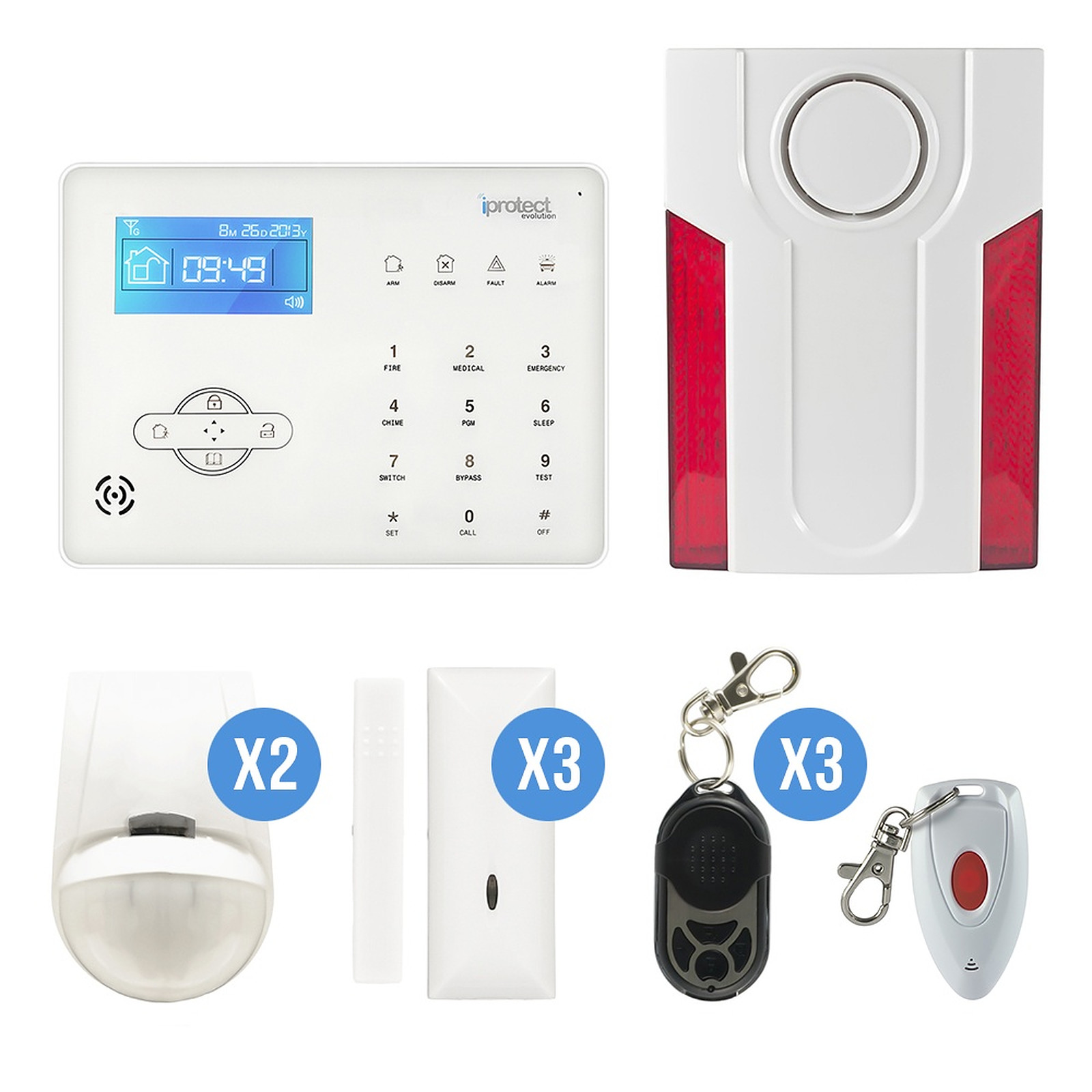 Iprotect - Kit Alarme RTC 09 avec sirène flash - Kit alarme iprotect