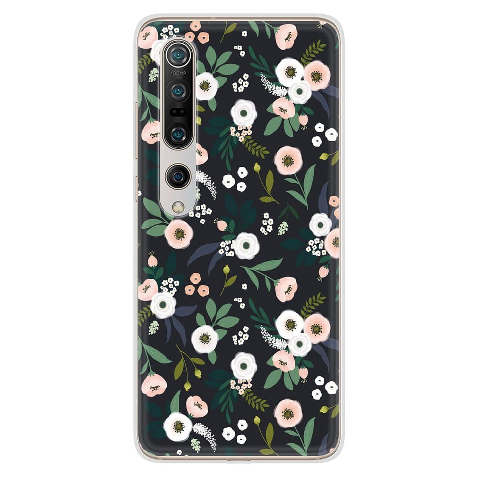 1001 Coques Coque silicone gel Xiaomi Mi 10 / Mi 10 pro motif Flowers Noir - Coque telephone 1001Coques