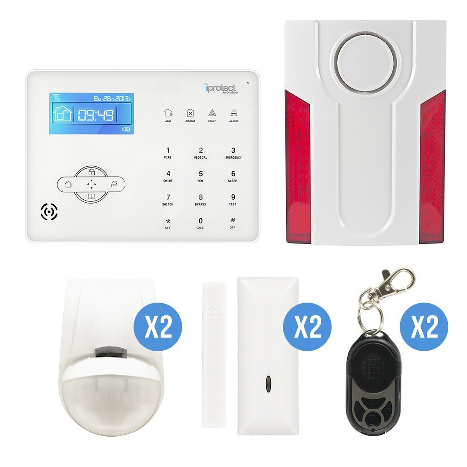 Iprotect - Kit 06 Alarme GSM + sirène flash - Kit alarme iprotect