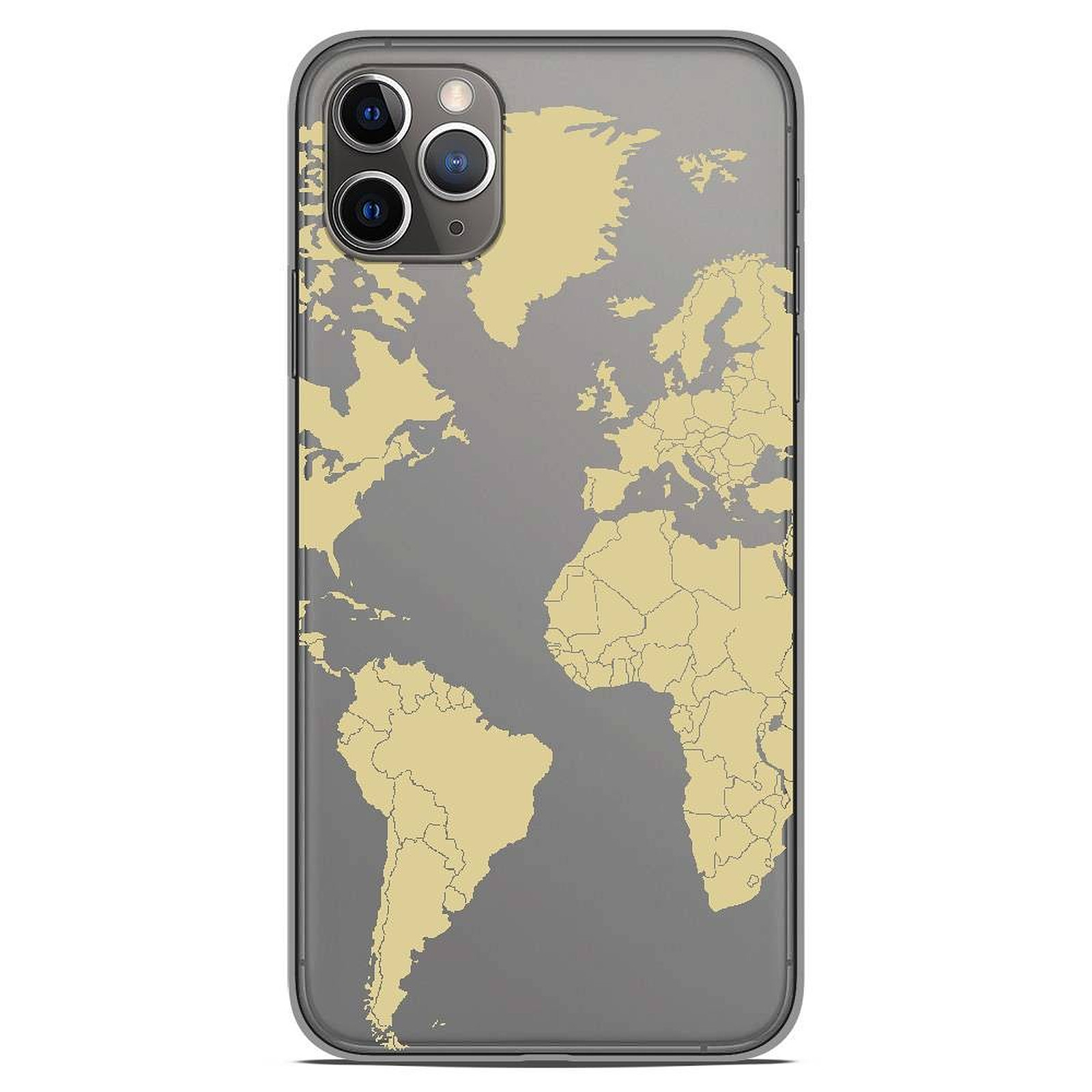 1001 Coques Coque silicone gel Apple iPhone 11 Pro Max motif Map beige - Coque telephone 1001Coques