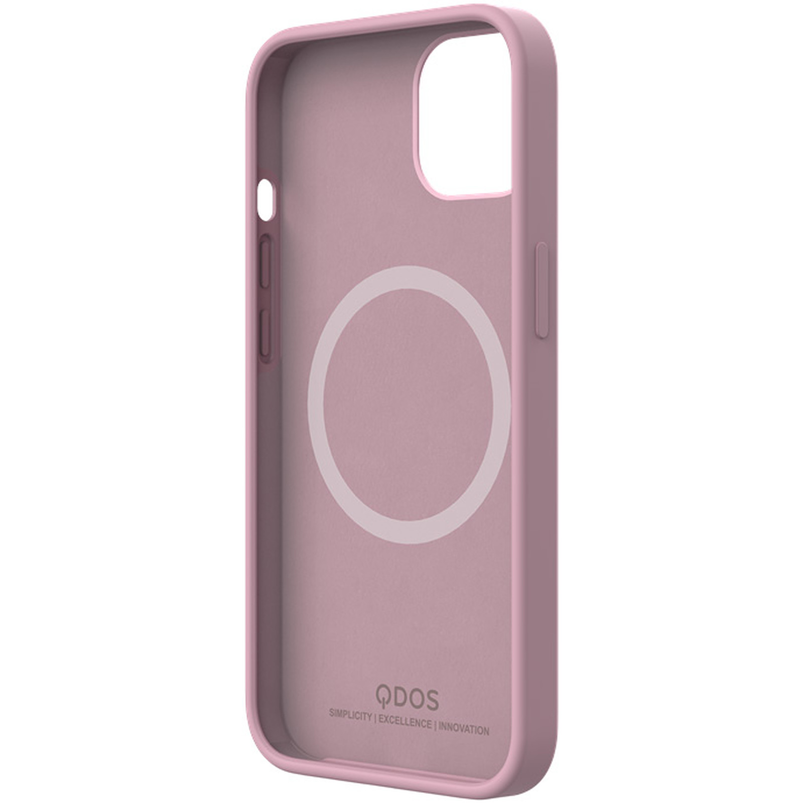 QDOS Case Touch Pure avec Snap Rose pour iPhone 13 - Coque telephone Qdos