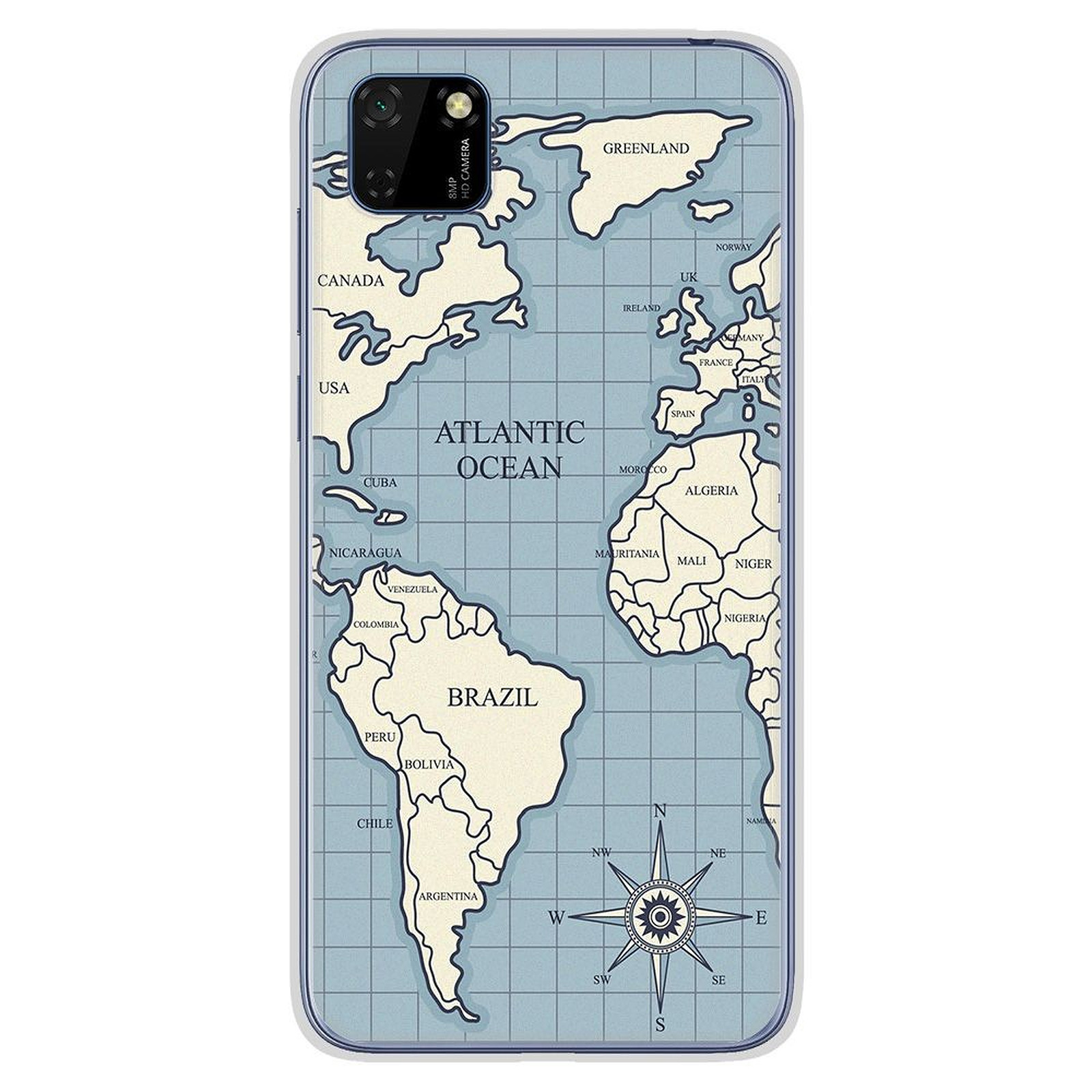 1001 Coques Coque silicone gel Huawei Y5P motif Map vintage - Coque telephone 1001Coques