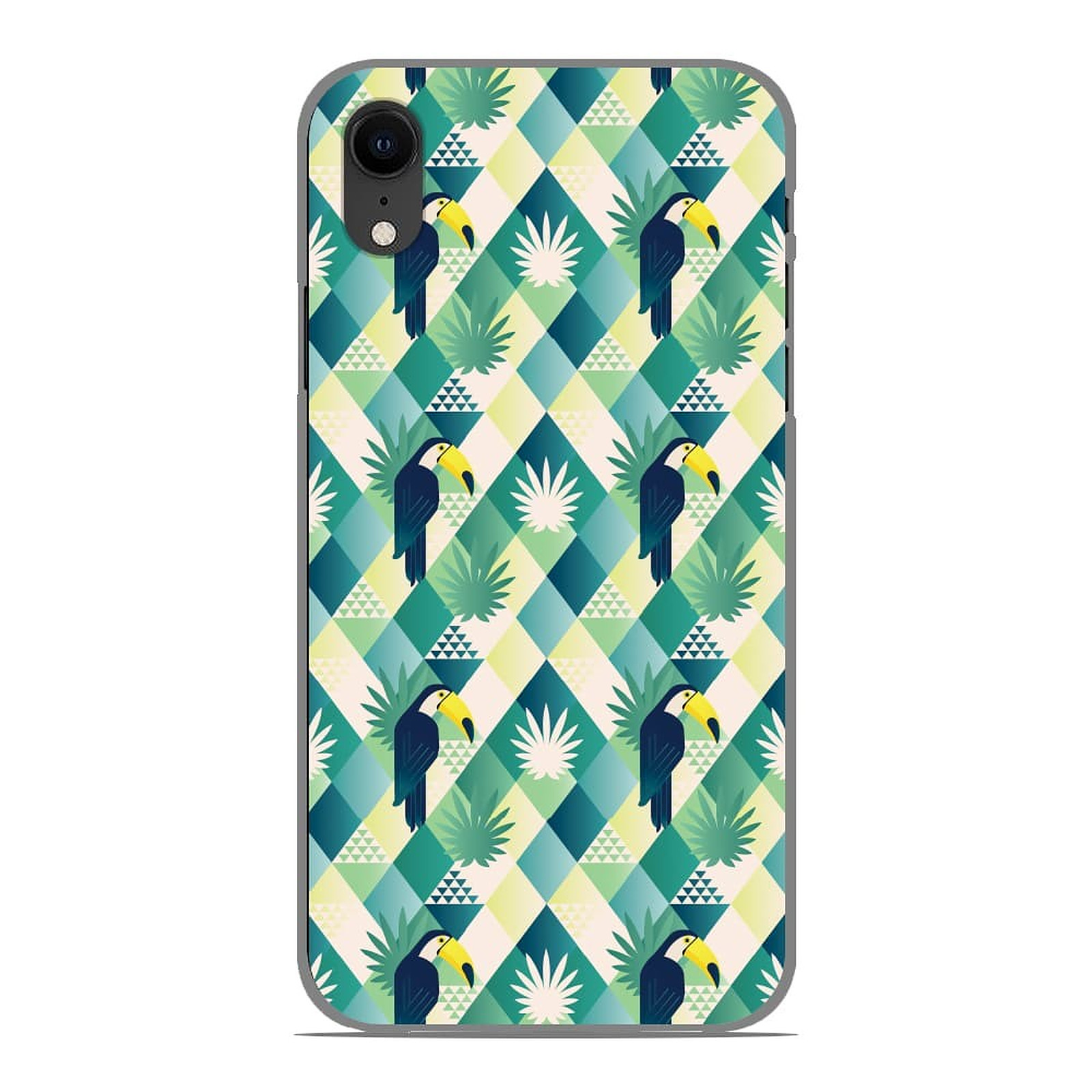 1001 Coques Coque silicone gel Apple iPhone XR motif Toucan losange - Coque telephone 1001Coques