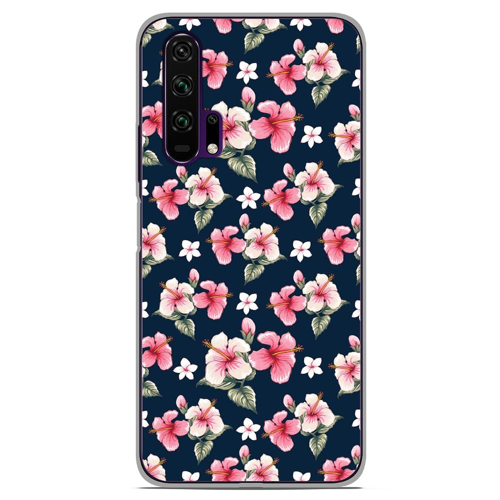 1001 Coques Coque silicone gel Huawei Honor 20 Pro motif Hibiscus Vintage - Coque telephone 1001Coques