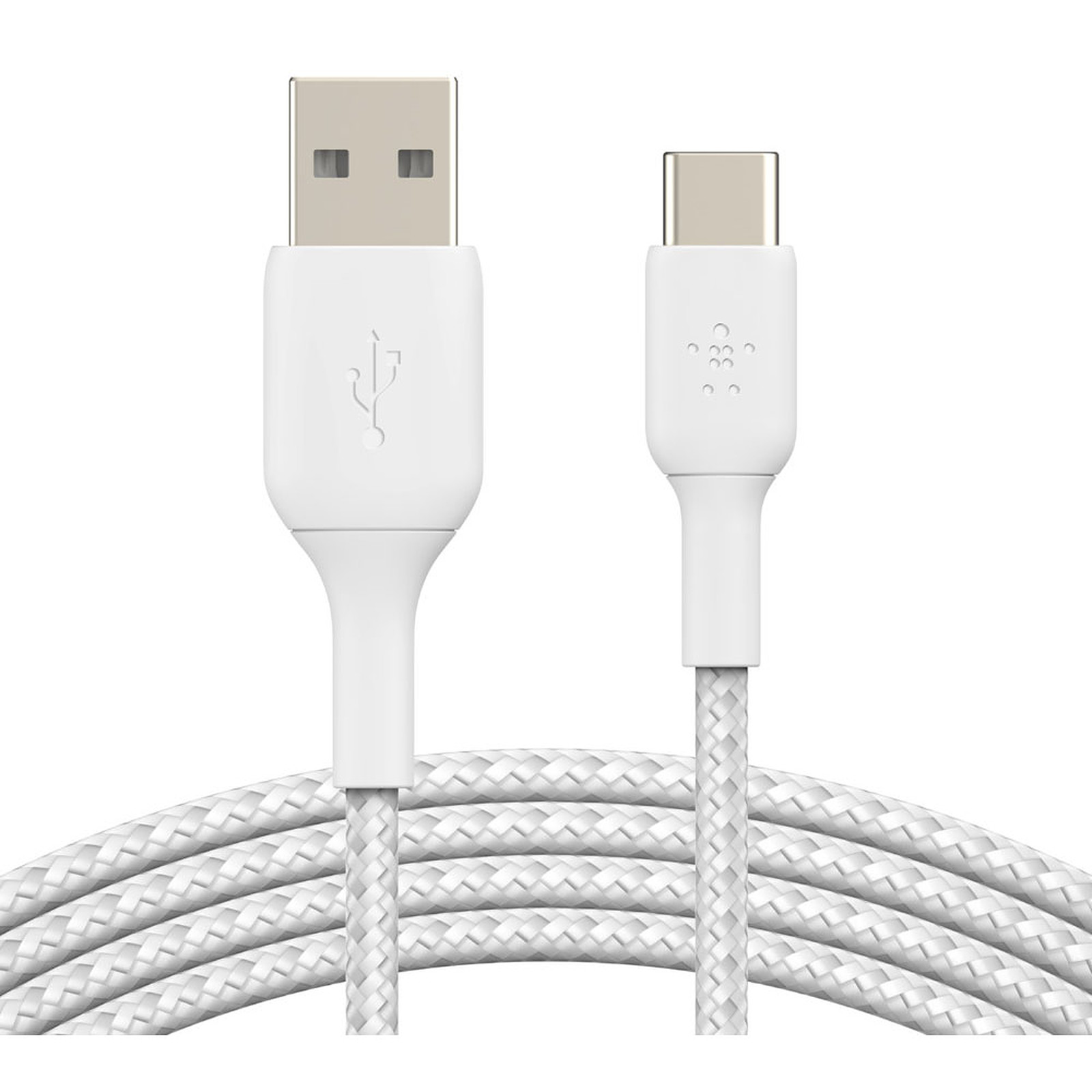 Belkin Cable USB-C vers USB-A tresse (Blanc) - 3 m - Cable & Adaptateur Belkin