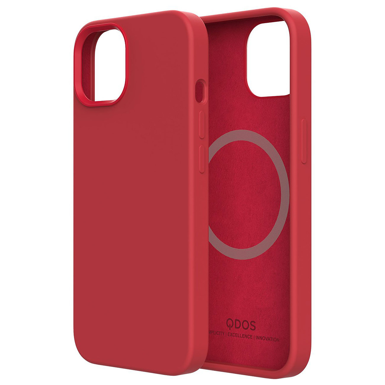 QDOS Case Touch Pure avec Snap Rouge pour iPhone 13 - Coque telephone Qdos