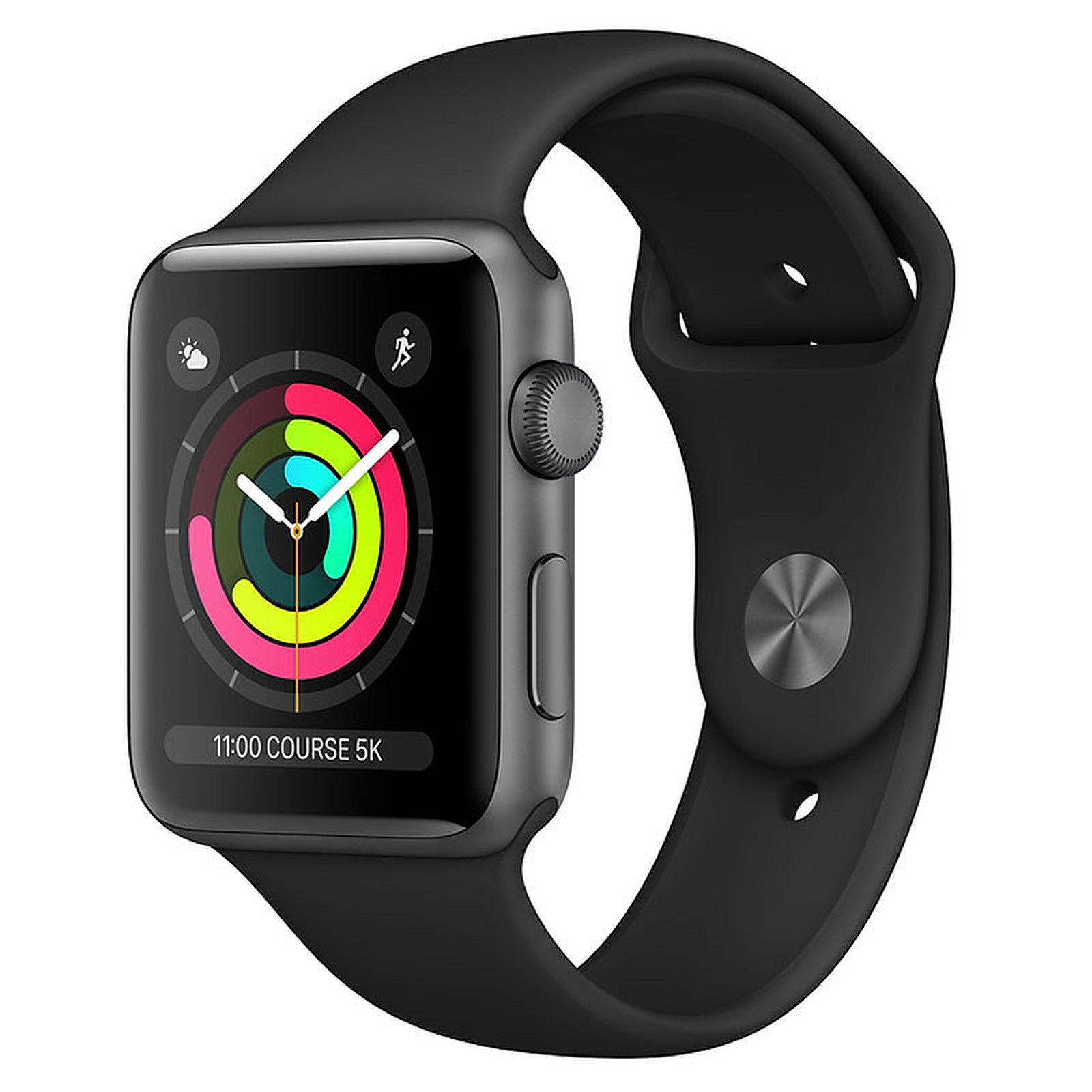 Apple Watch Series 3 GPS Aluminium Grey Sidral Sport Band Black 42 mm - Montre connectee Apple