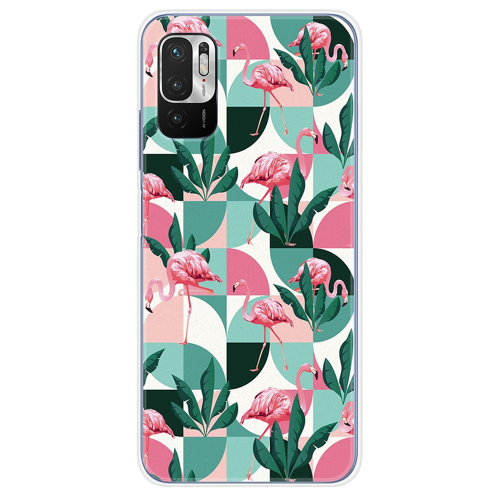 1001 Coques Coque silicone gel compatible Xiaomi Redmi Note 10 5G motif Flamants Roses ge´ome´trique - Coque telephone 1001Coques