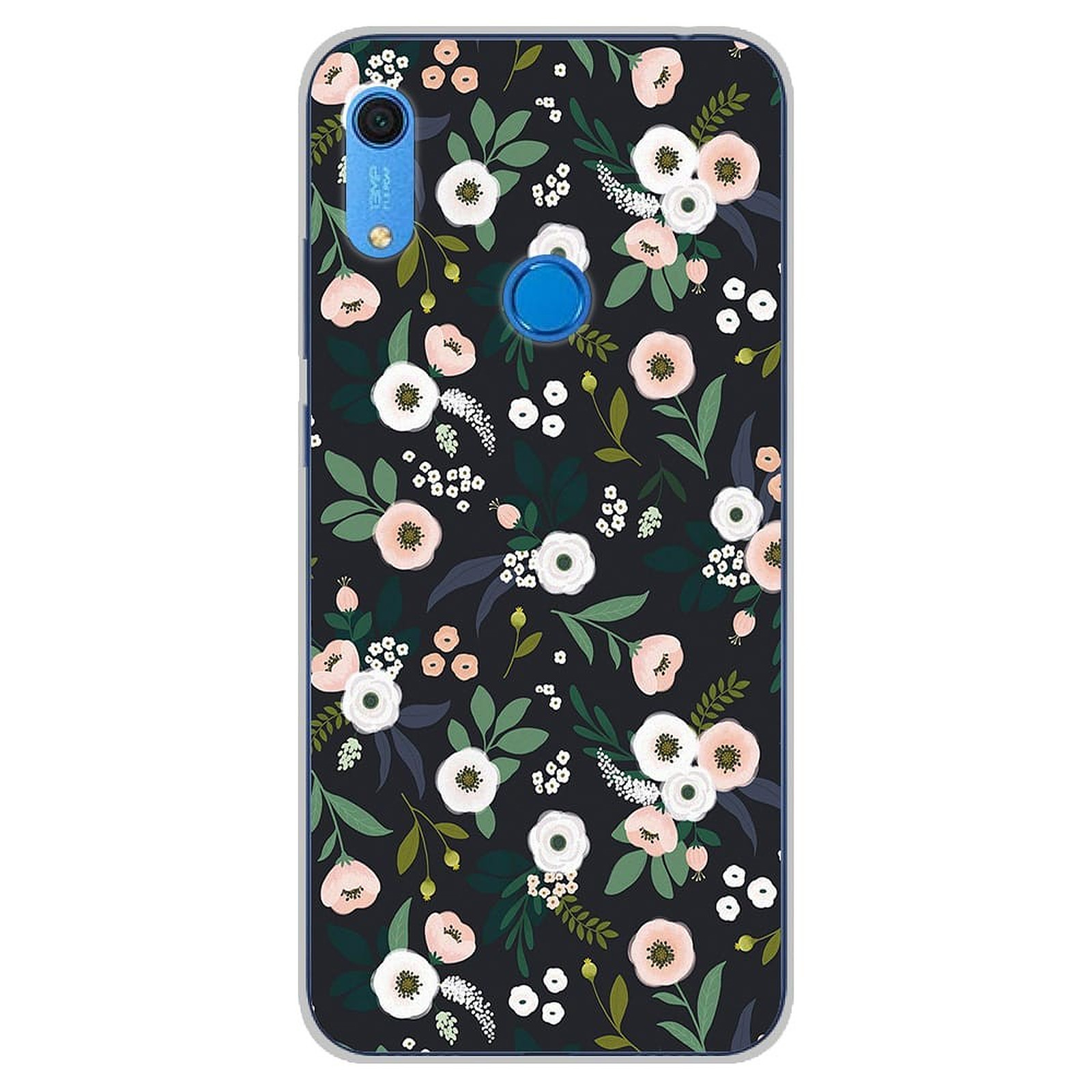 1001 Coques Coque silicone gel Huawei Y6S motif Flowers Noir - Coque telephone 1001Coques