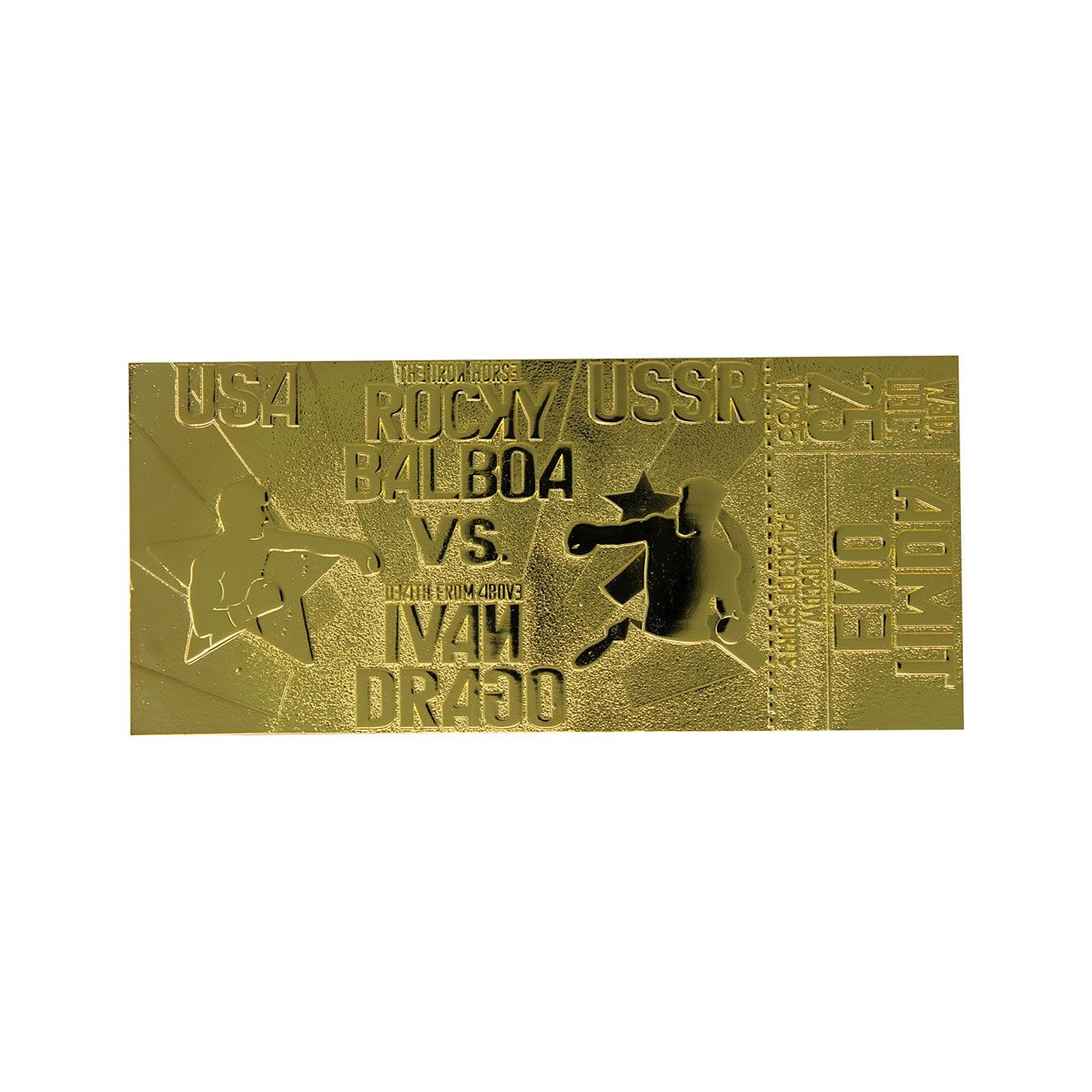 Rocky IV - Replique East vs. West Fight Ticket (plaque or) - Figurines Fanattik