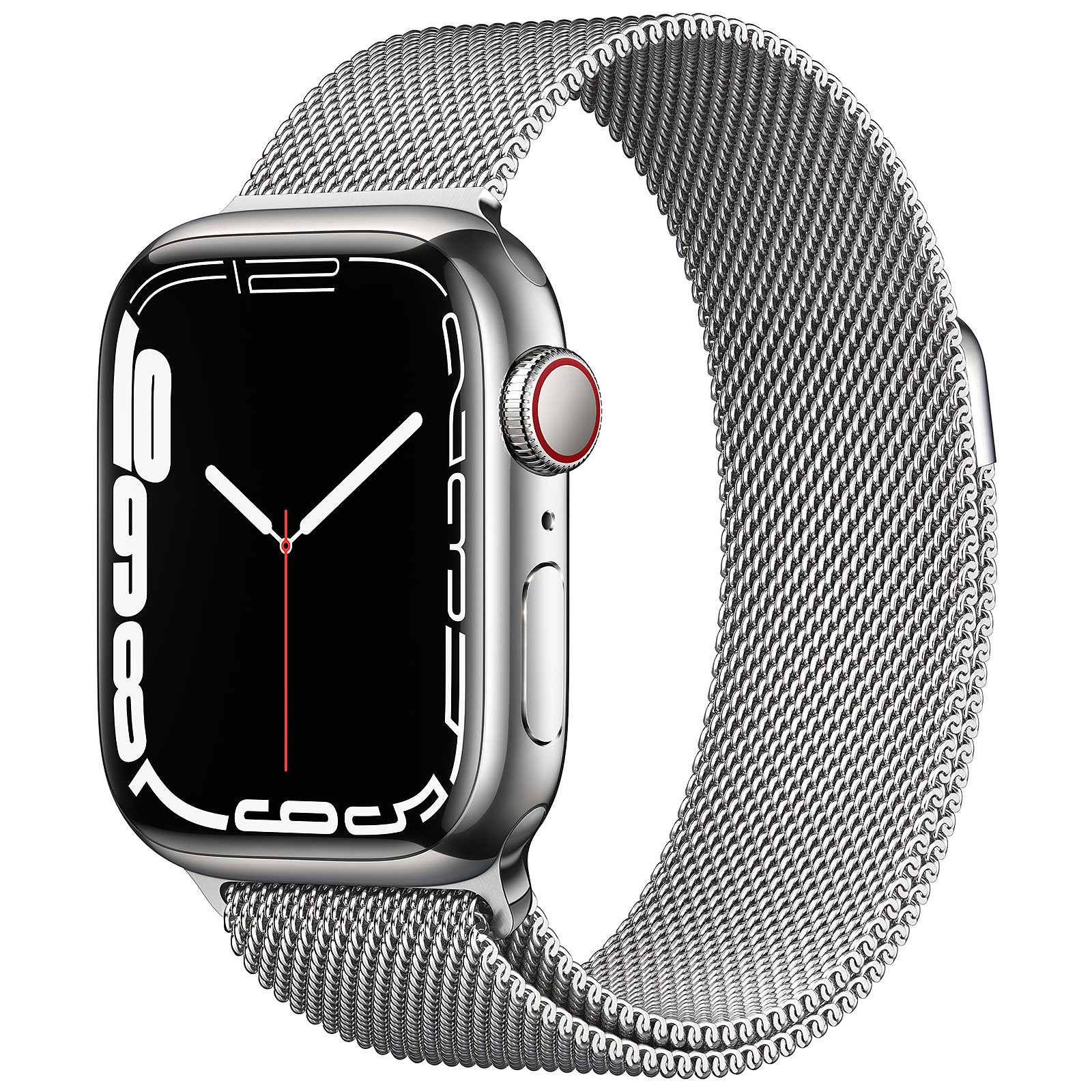 Apple Watch Series 7 GPS + Cellular Silver Stainless Argent Bracelet Milanese 41 mm - Montre connectee Apple