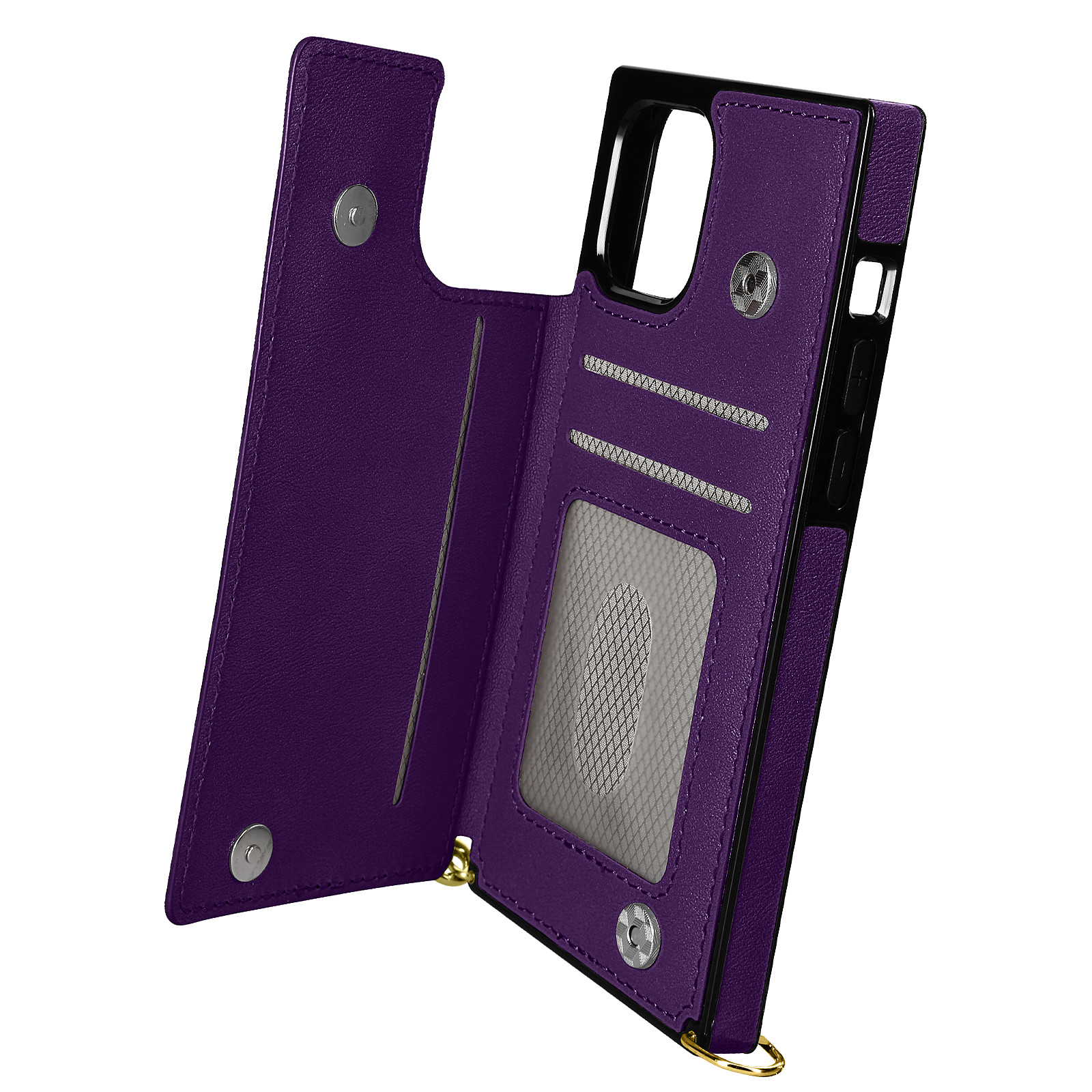 Avizar Coque Cordon pour iPhone 11 avec Porte-cartes Support Video Lanière violet fonce - Coque telephone Avizar